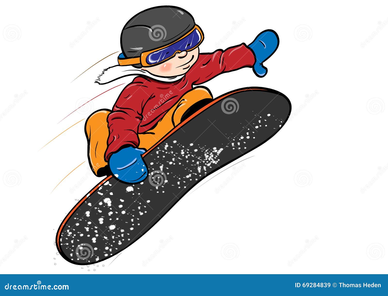 Bambino sullo snowboard illustrazione di stock. Illustrazione di fumetto -  69284839