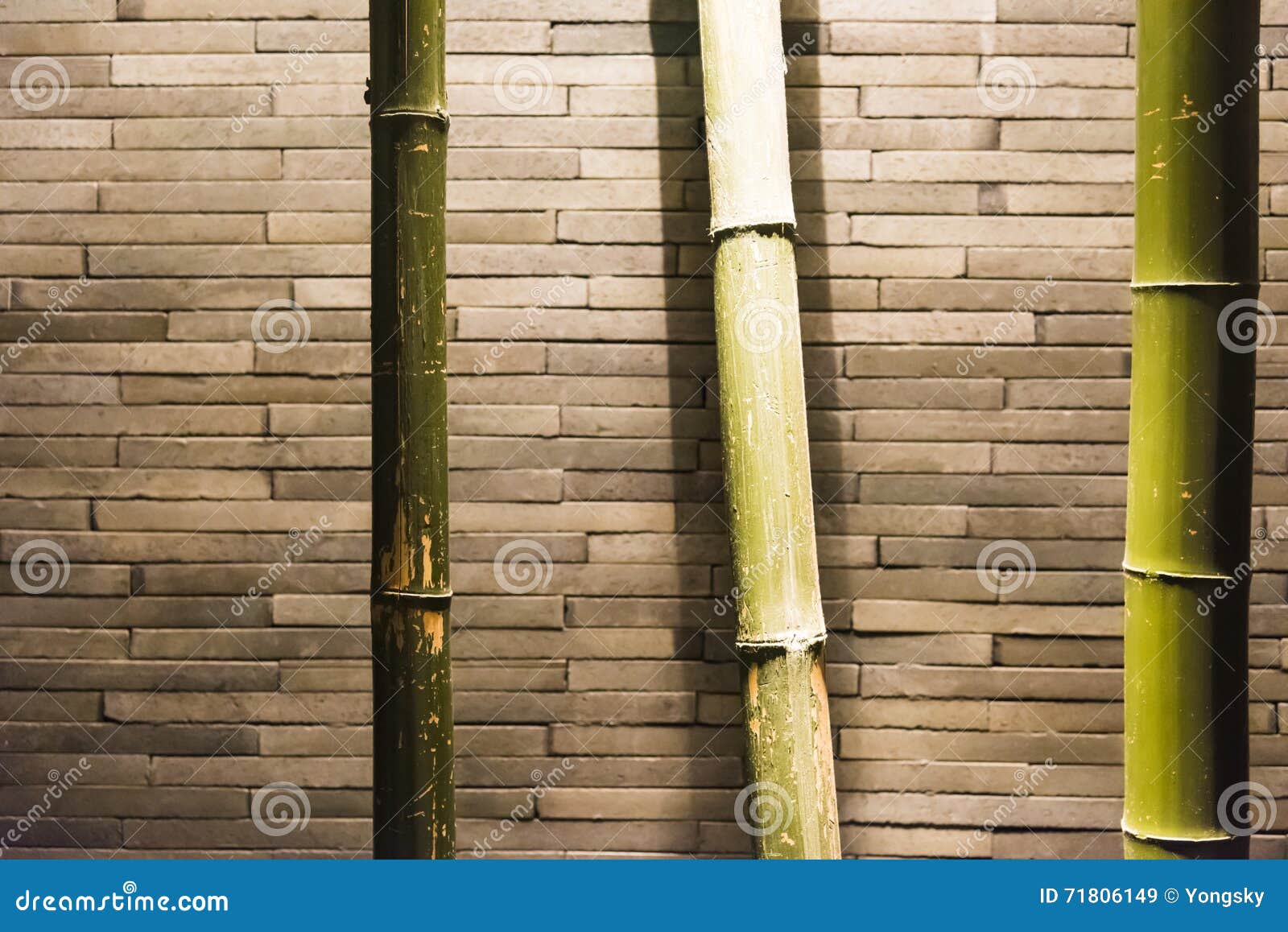 Bamboo and brick wall stock image. Image of grey, indoor 71806149