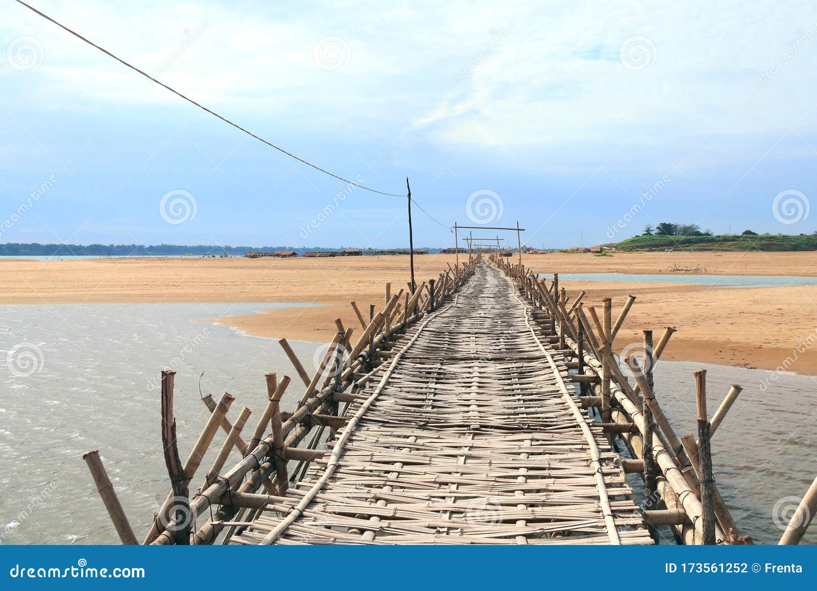 Bamboo Bridge Across Mekong, Kampong Cham, Cambodia Stock Photo - Image ...