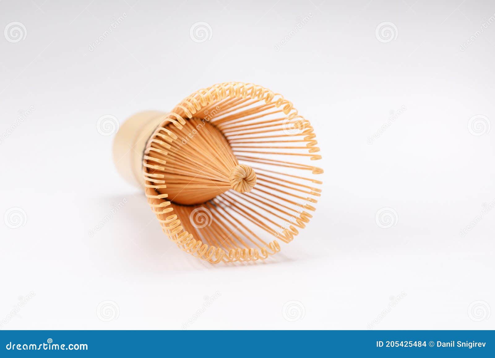Bamboo Brush Tea Whisk Called Matcha on White Background. Closeup