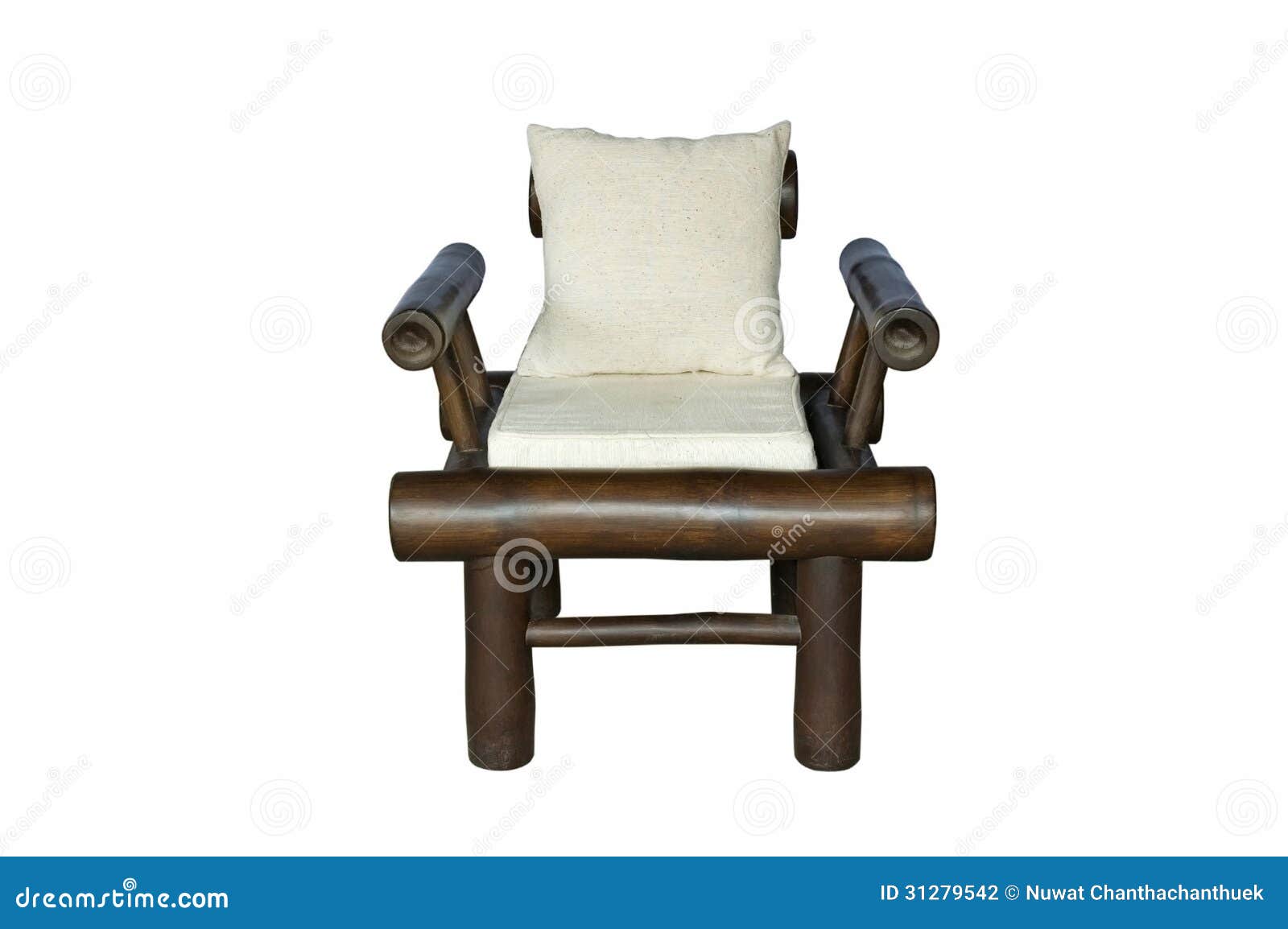 Bamboo Chair with Pillow Isolated Stock Photo Image of bench, objects