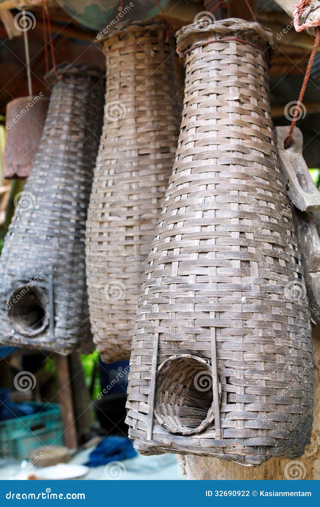 Bamboo fish trap stock photo. Image of traps, round, baskets 32690922