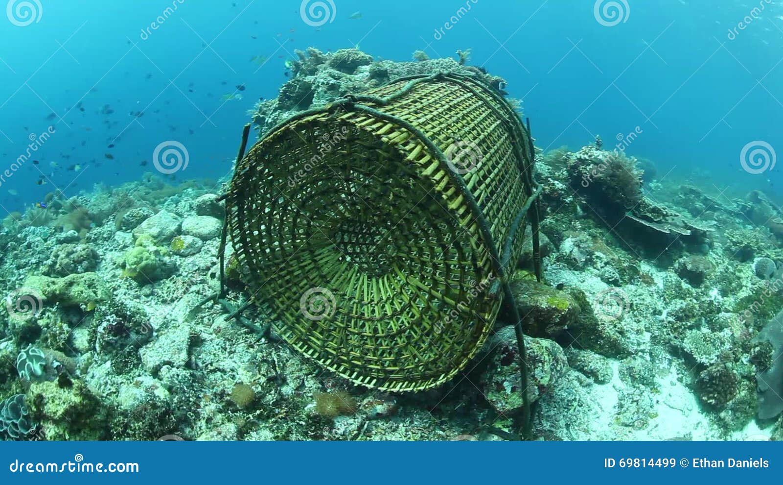 Bamboo Fish Trap Underwater in Indonesia Stock Video - Video of