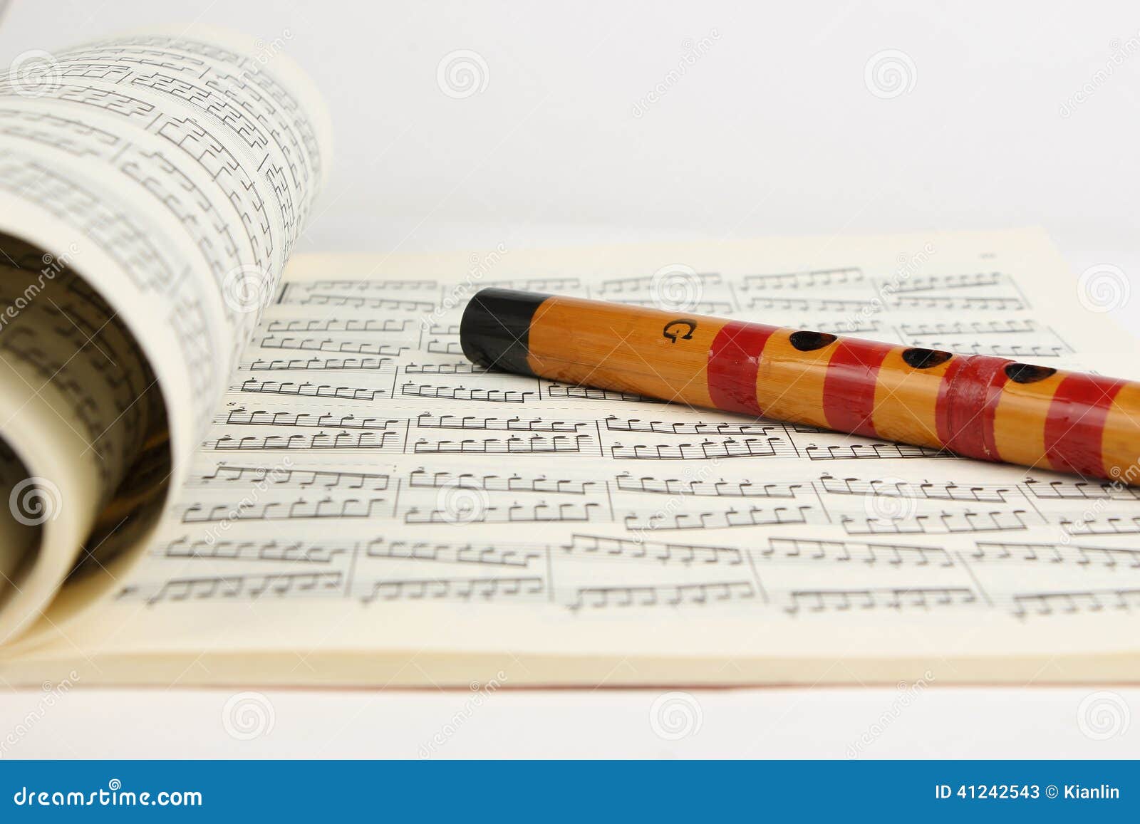 Bamboo Flute and Music Sheet Stock Image Image of scale, music 41242543