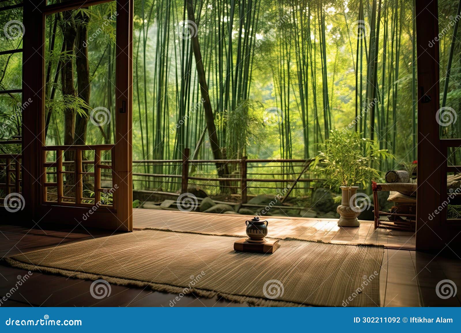 bamboo forest in the morning at arashiyama kyoto japan, ai generated