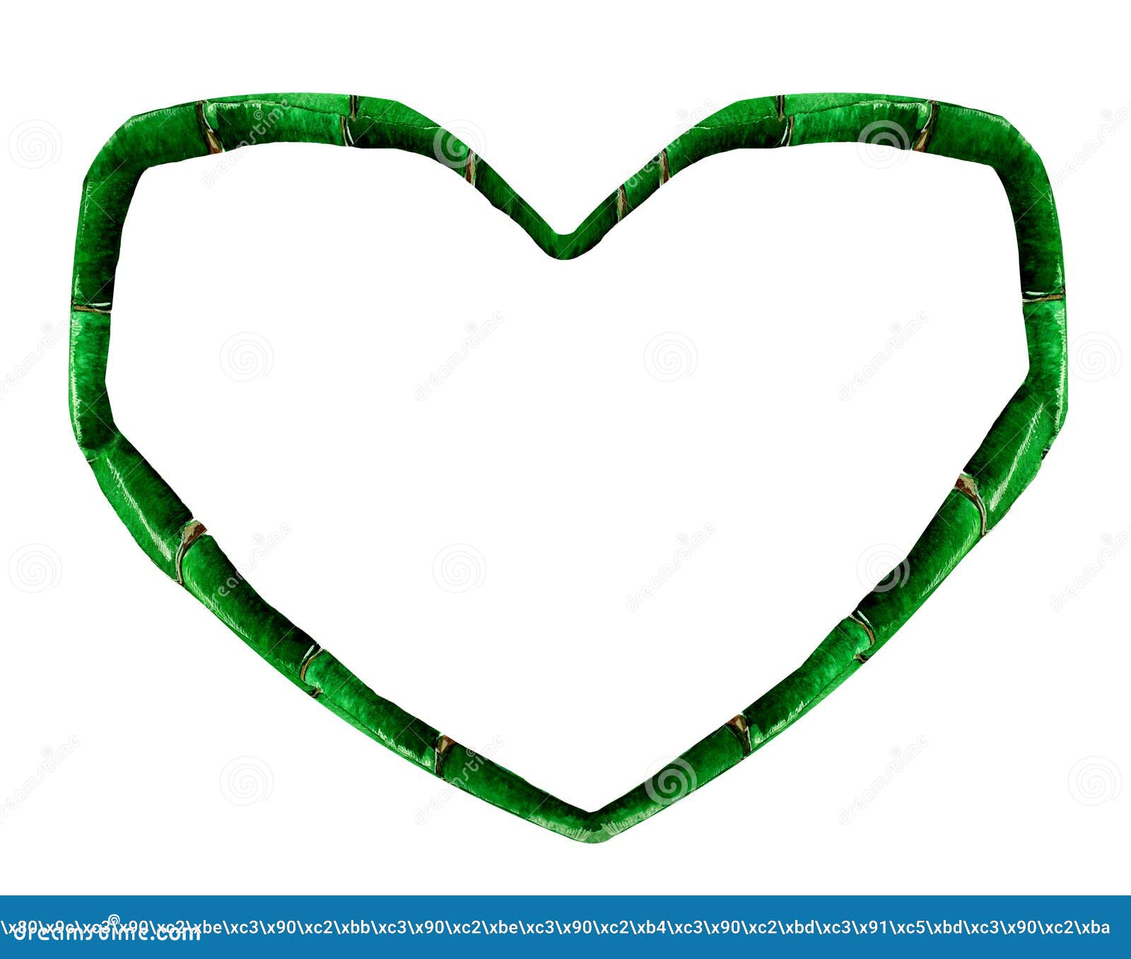 Bamboo Heart Watercolor Frame Illustration Stock Illustration