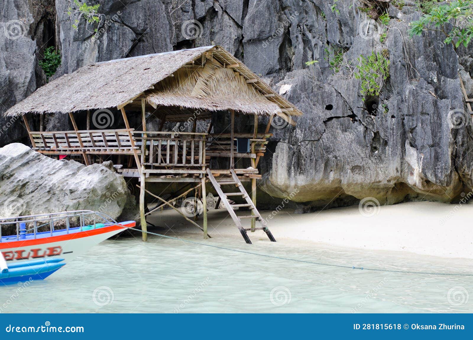 Bamboo House on the Shore of a Philippine Island Editorial Stock Photo