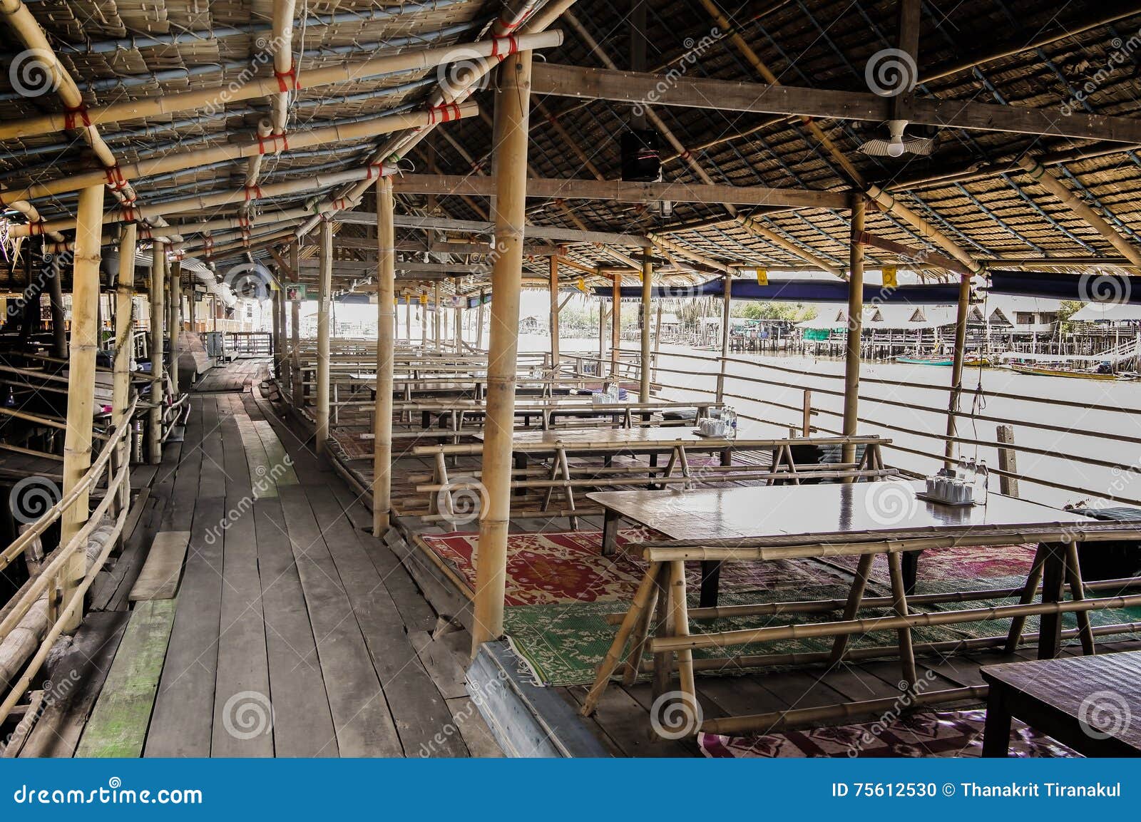 Bamboo restaurant stock photo. Image of food, wooden 75612530