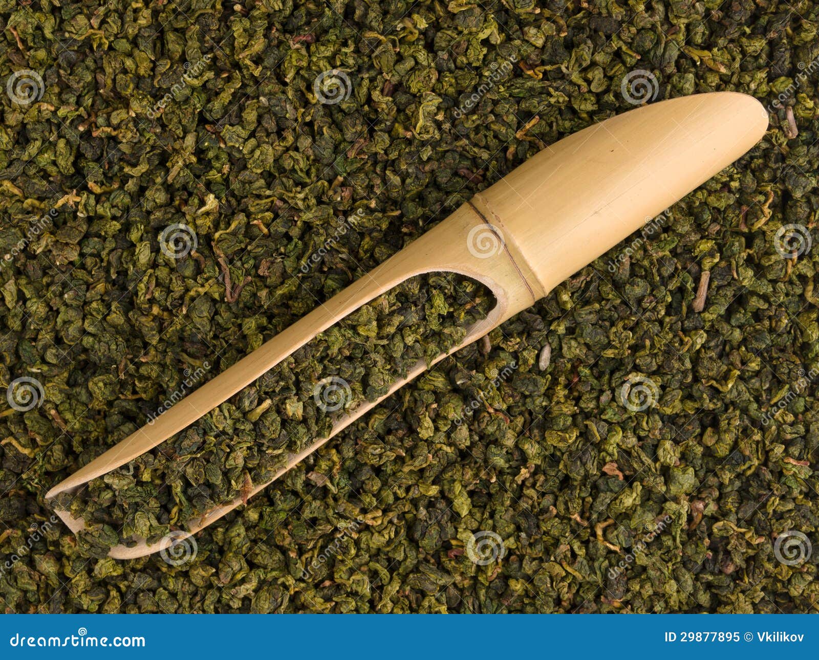 Bamboo Scoop with Dry Green Tea Leaves Stock Image Image of iron