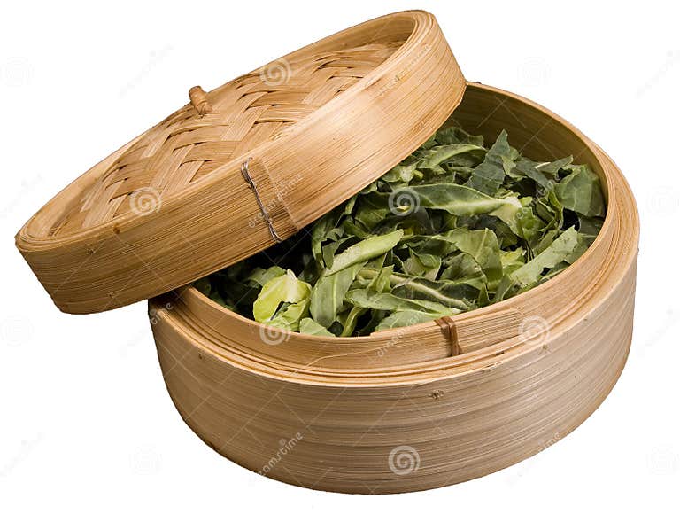 Bamboo Steamer with Vegetable Stock Photo Image of green, closeup