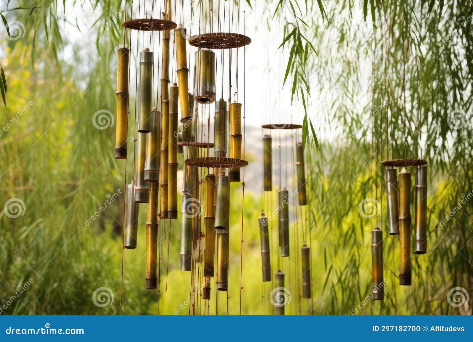 Bamboo Wind Chimes Swaying in the Wind Stock Photo Image of wind