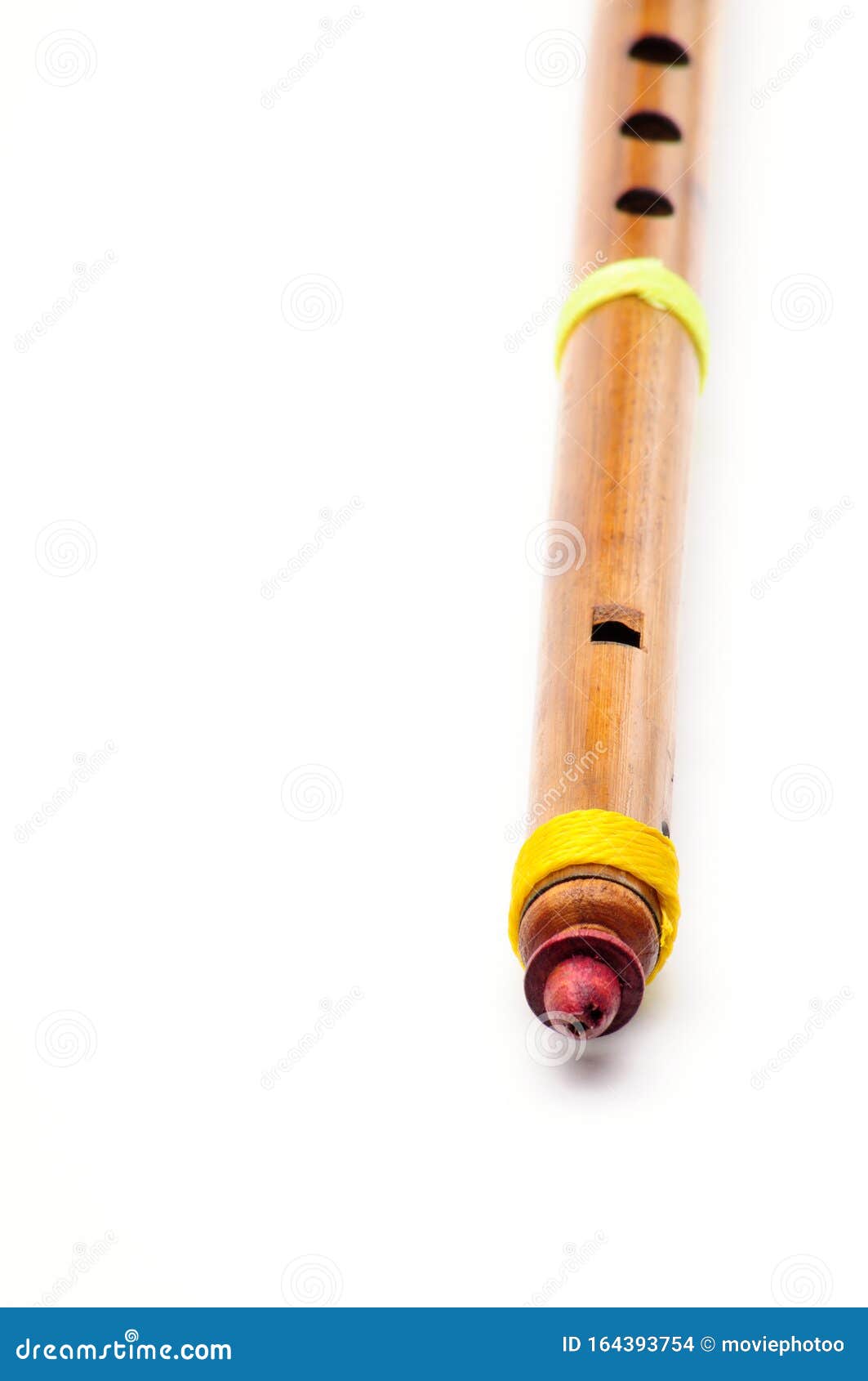Bamboo Wind Instrument Indian Flute On White Background Stock Photo 164393754