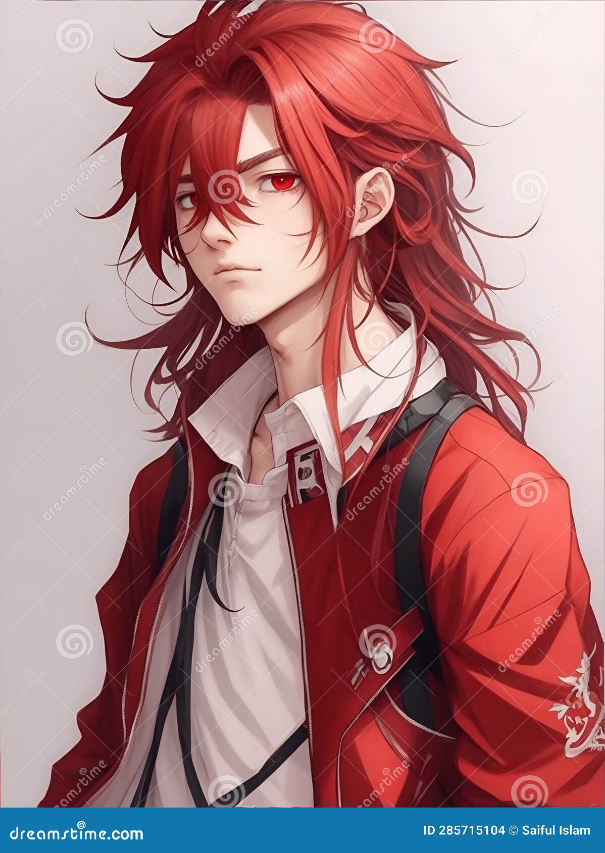 anime boy with red hair