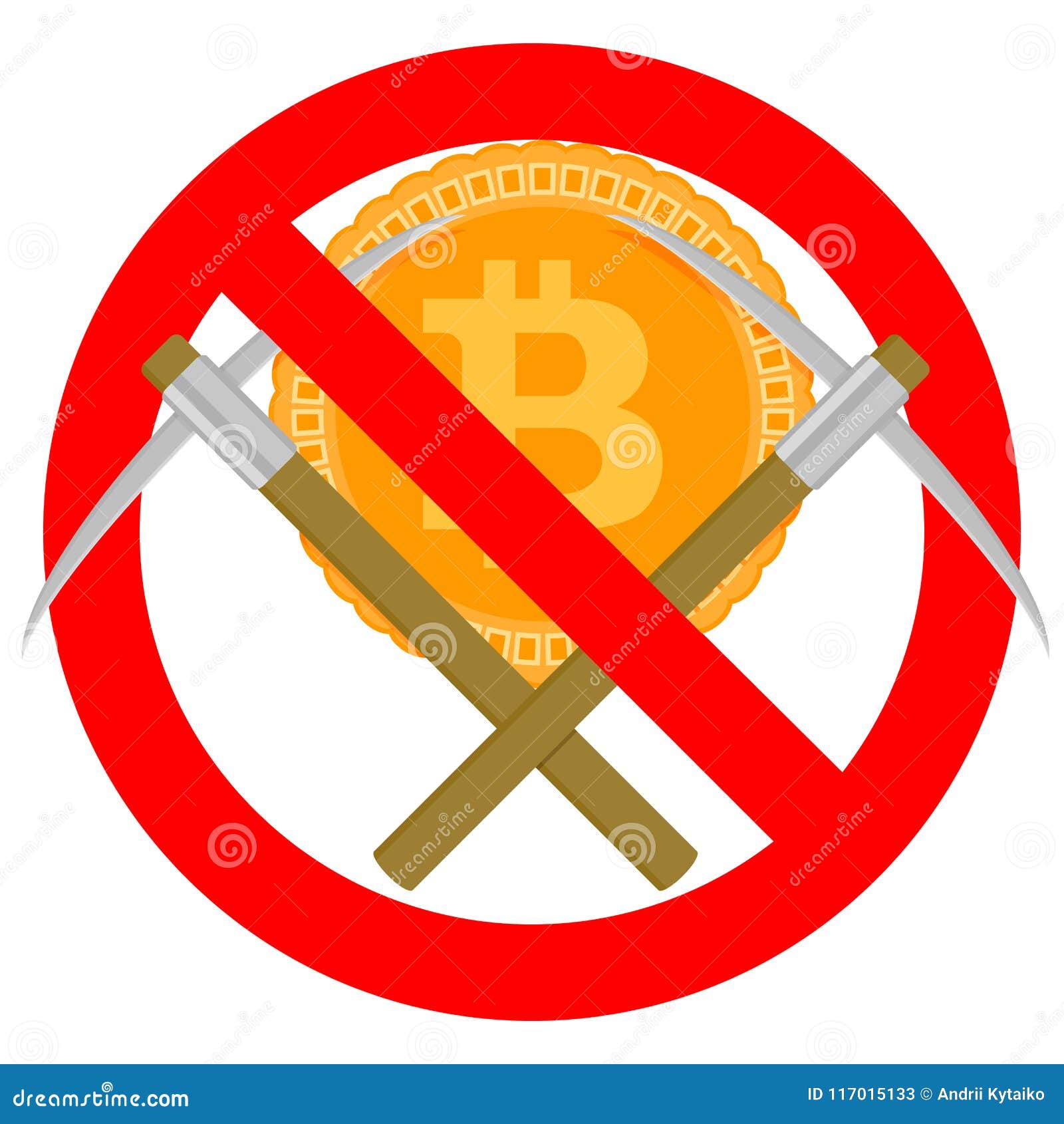 Ban Mining and Forbidden Bitcoin Symbol Stock Vector - Illustration of  cross, disallowed: 117015133