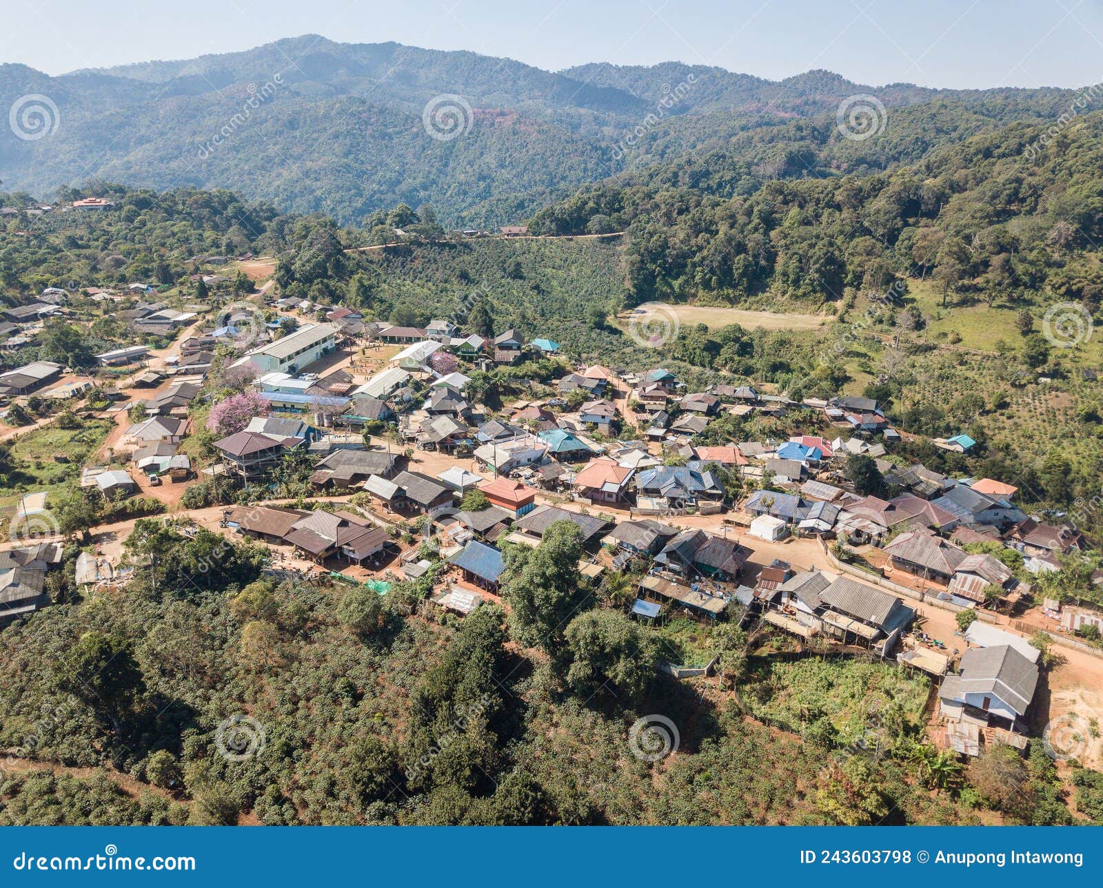 scenery view of ban pangkhon village in chiang rai province, thailand.
