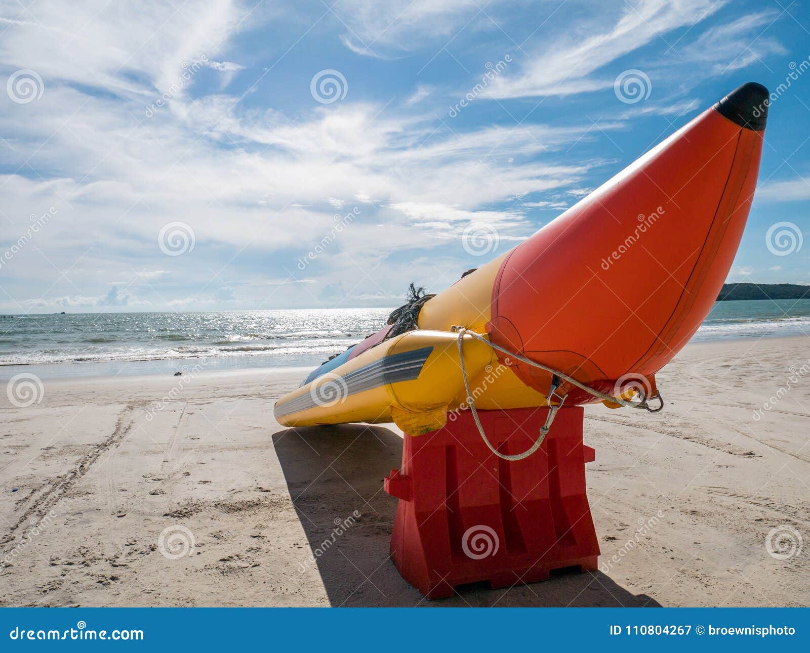 Banana Boat in the Beach with Blue Sky and White Sand Stock Image ...