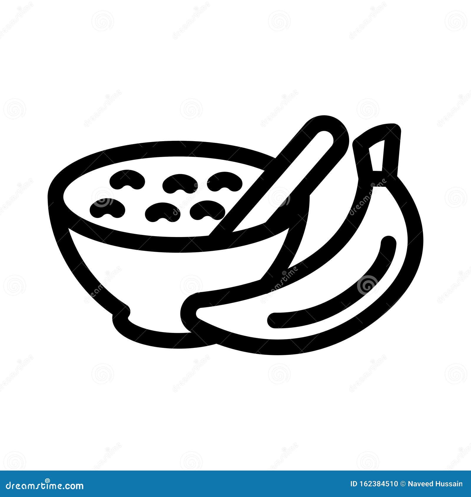 banana bowl cake  thin line icon