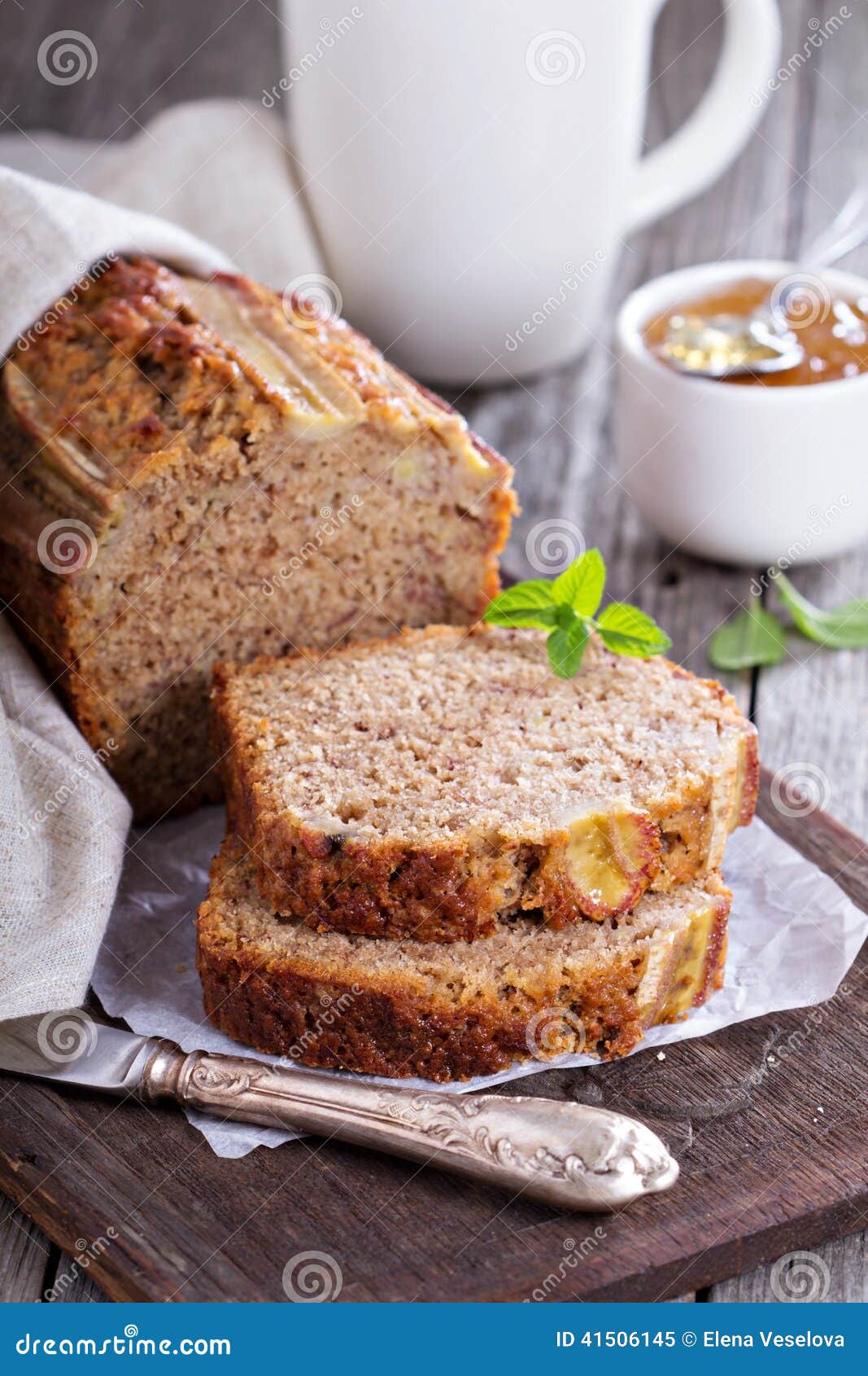Banana Bread on a Cutting Board Stock Image Image of healthy