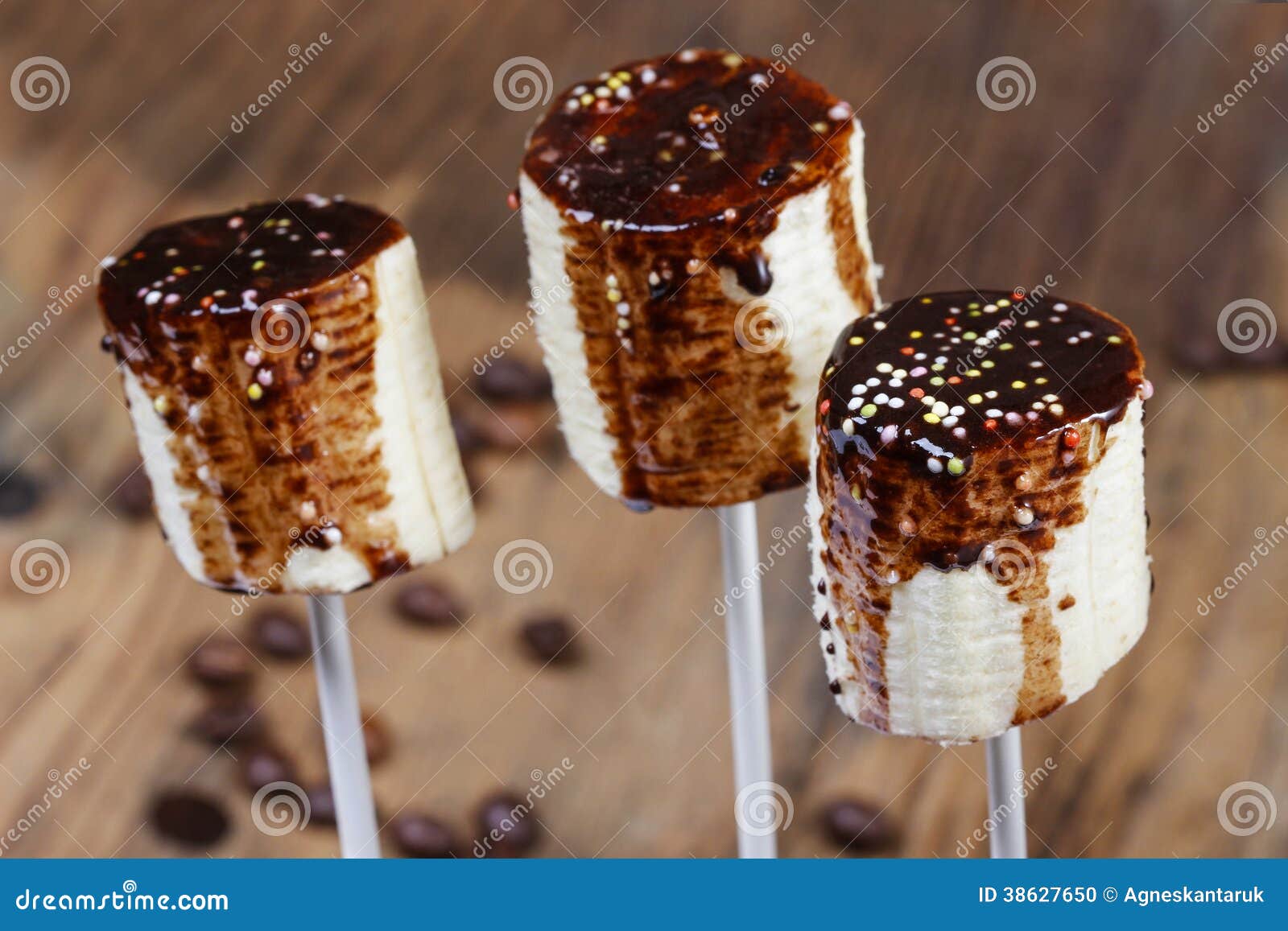 Banana Cake Pops with Chocolate Stock Photo Image of candy, dark