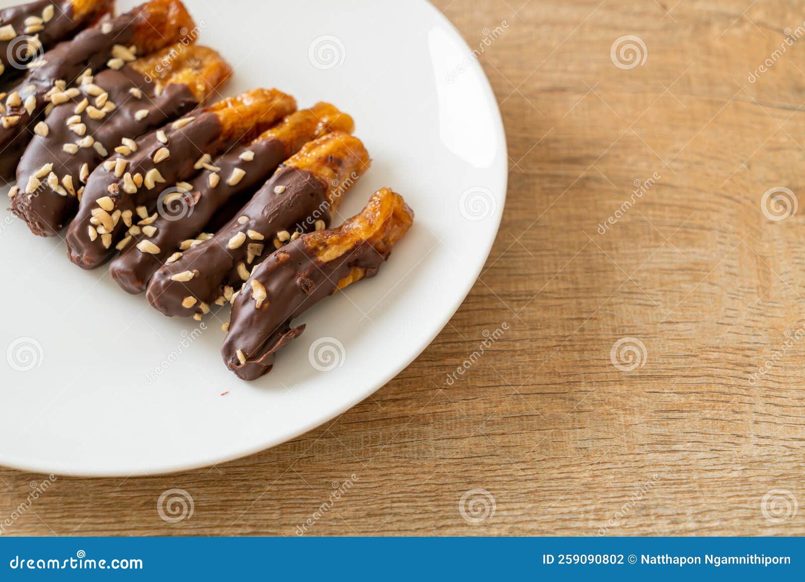 Banana Chocolate Coating or Banana Dipped Chocolate Stock Photo Image