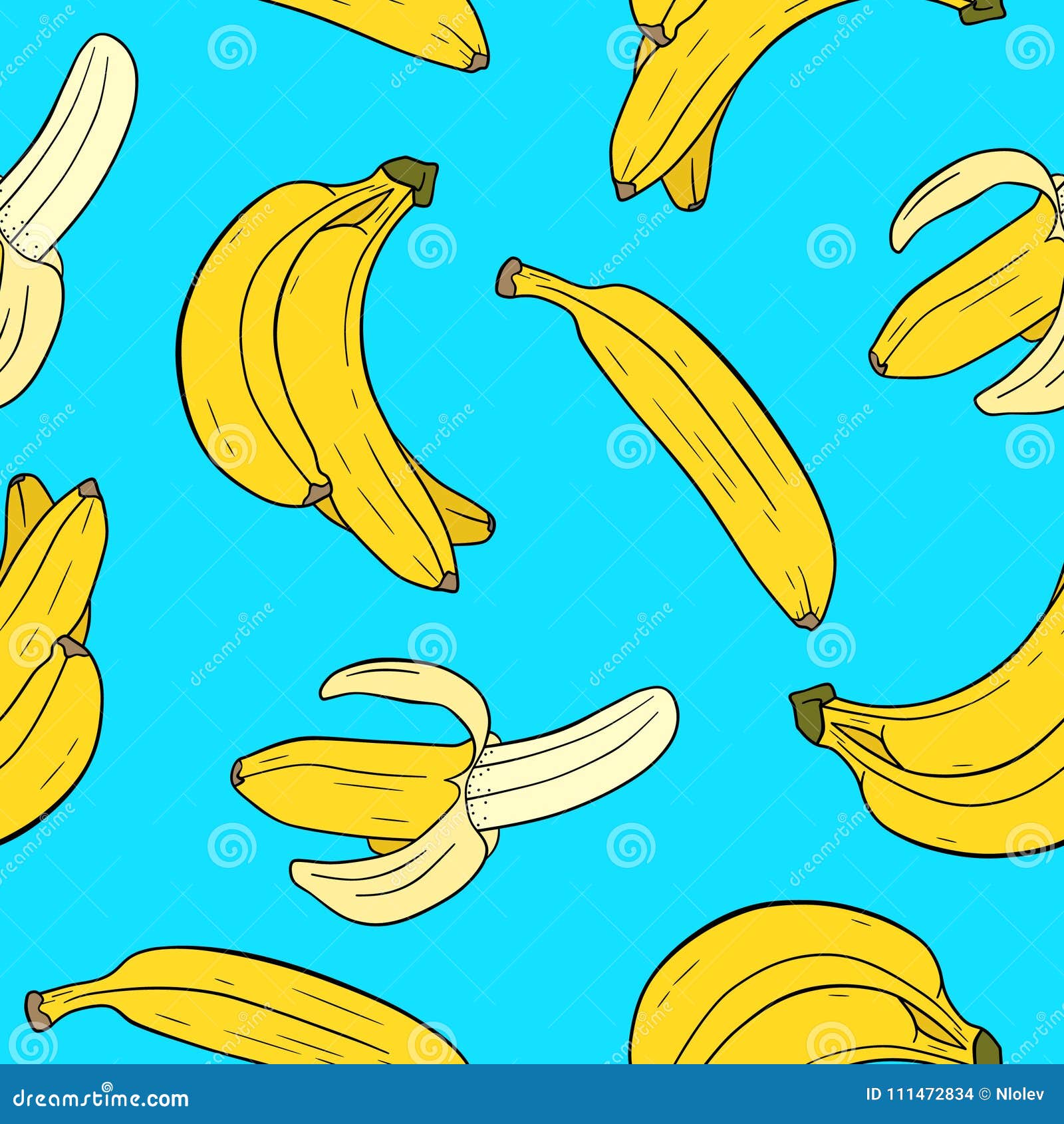 Ilustração de desenhos animados de banana padrão sem emenda