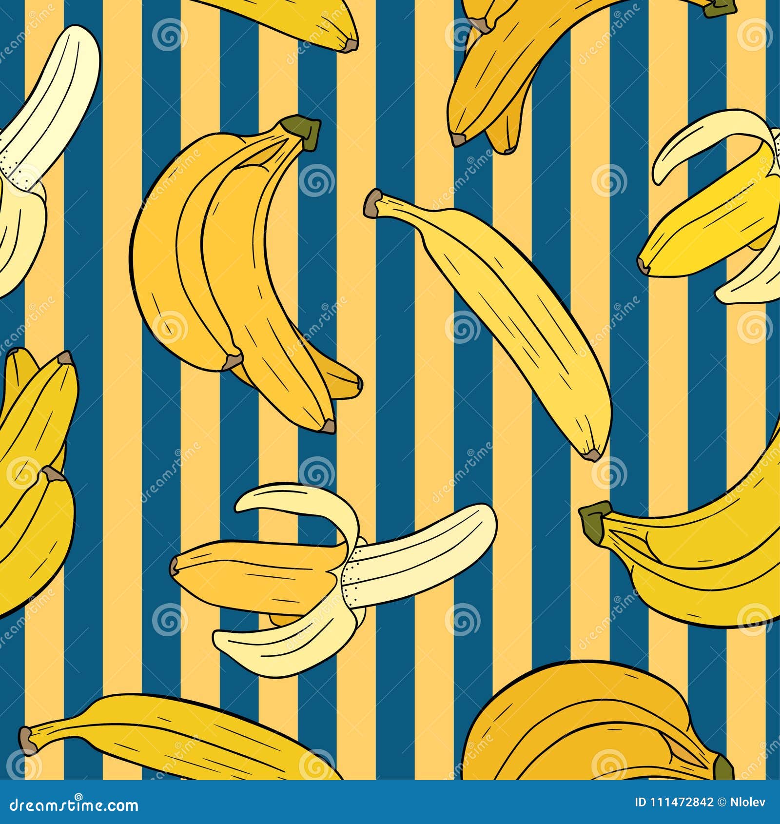 Ilustração de desenhos animados de banana padrão sem emenda