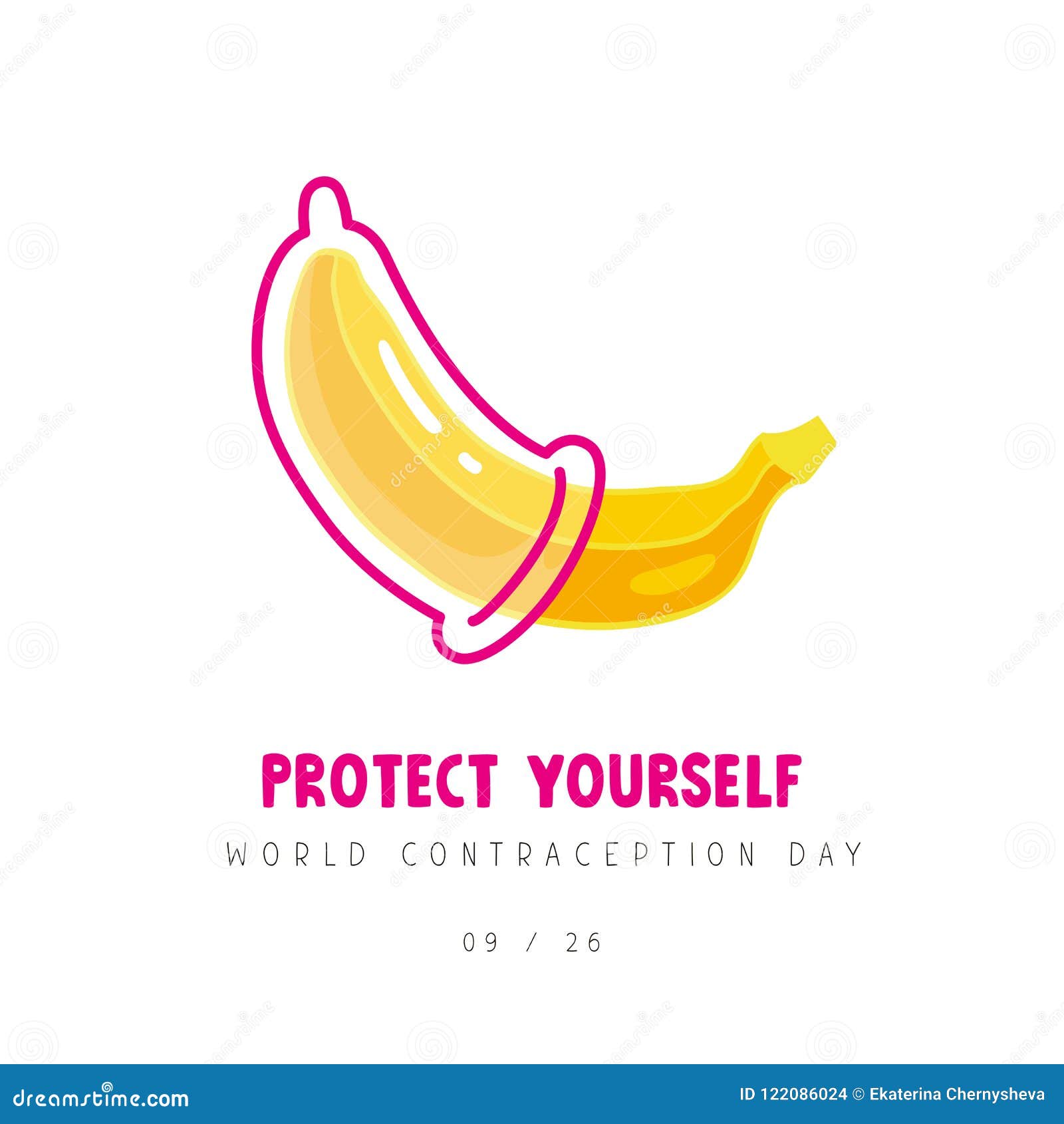 Banana With Condom World Contraception Day Stock Vector Illustration