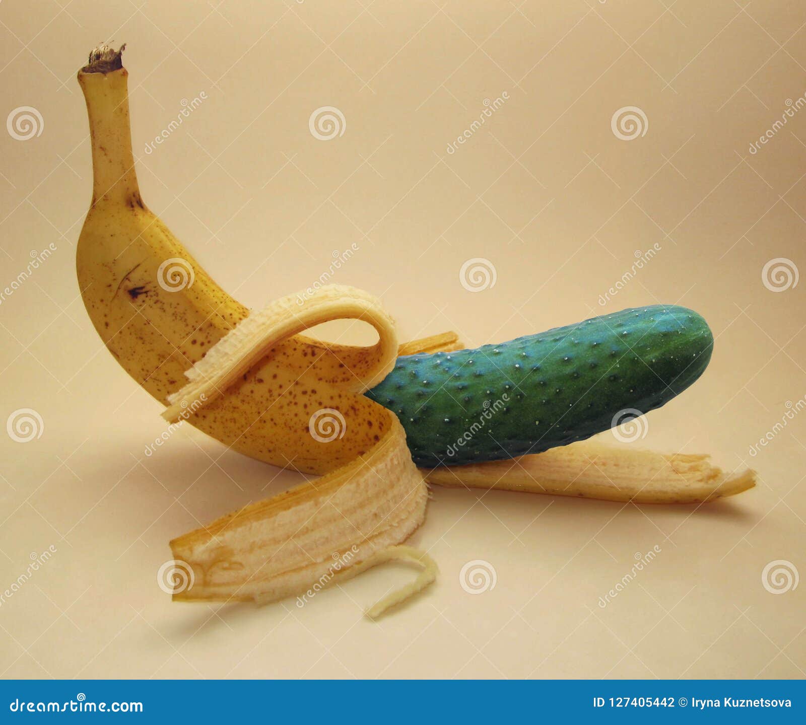 Banana and cucumber. stock photo. Image of banana, healthy - 127405442