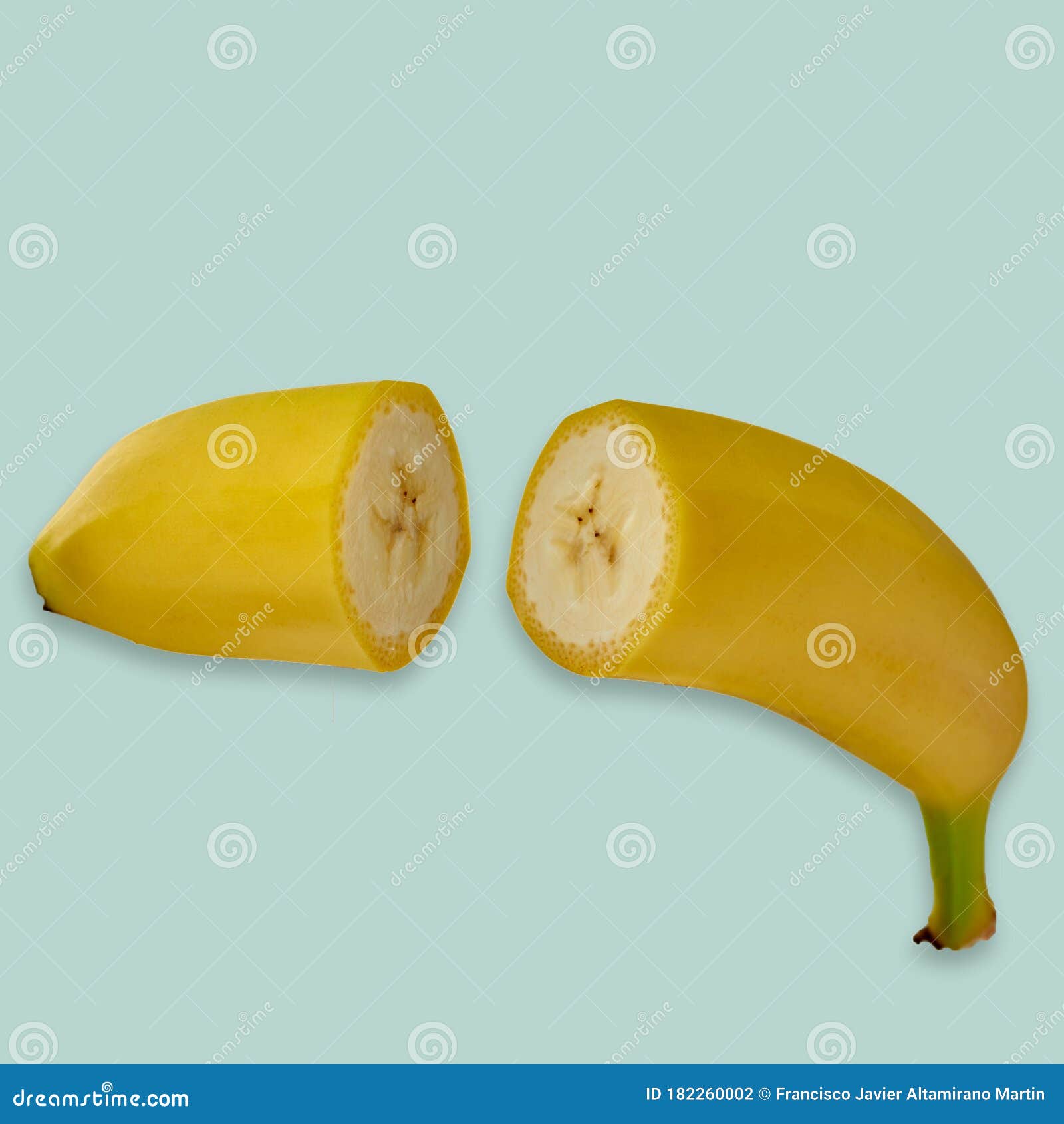 Banana Cut in Half, with a Smooth Bottom Stock Photo Image of