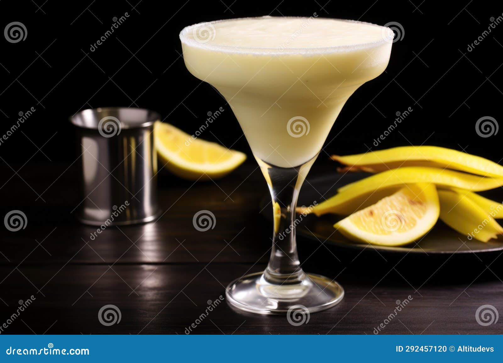 Banana Daiquiri Served with a Banana Slice Stock Photo Image of hour