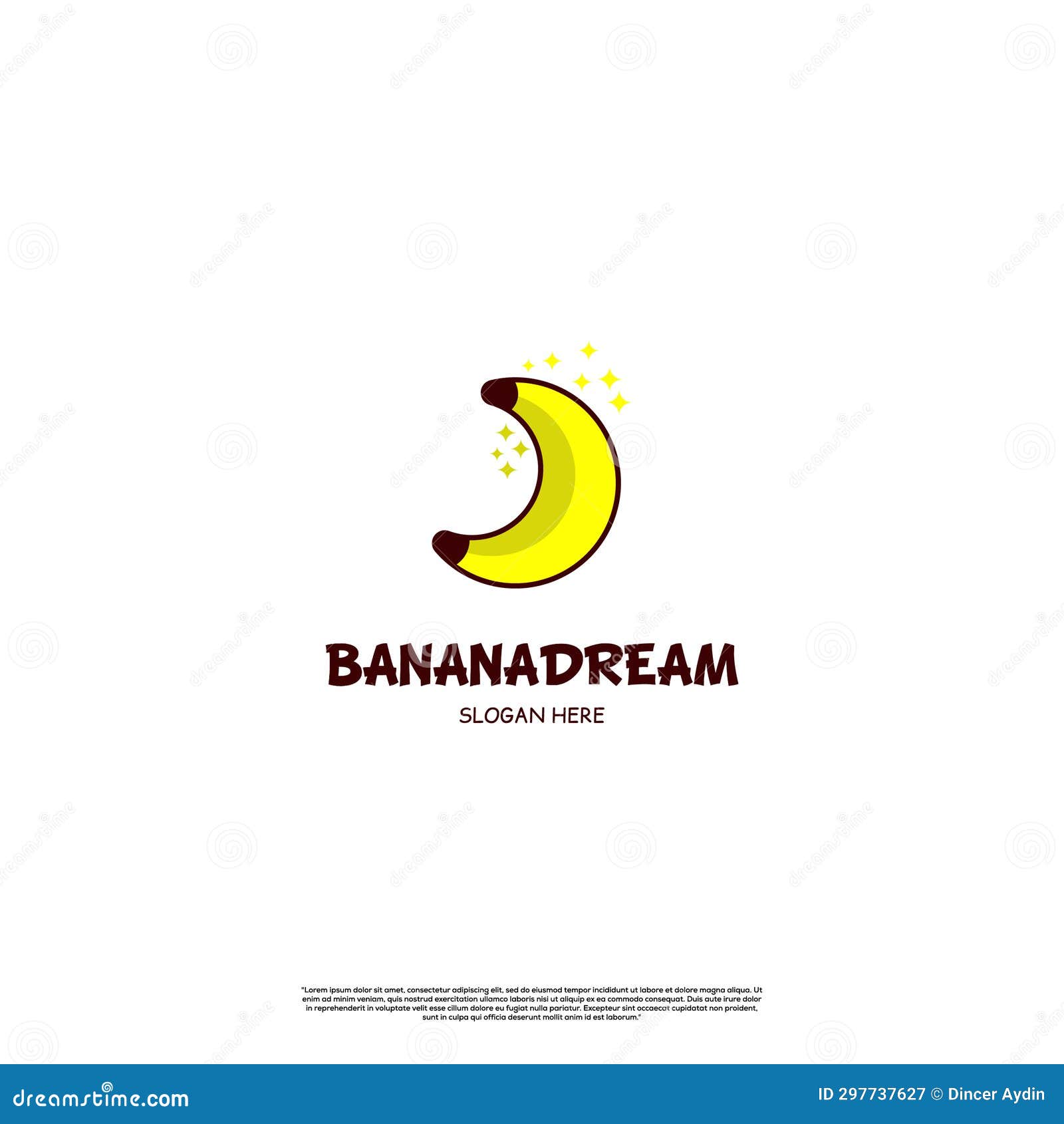 Banana Dream Logo Design Unique, Banana Moon Shape Logo Design Modern
