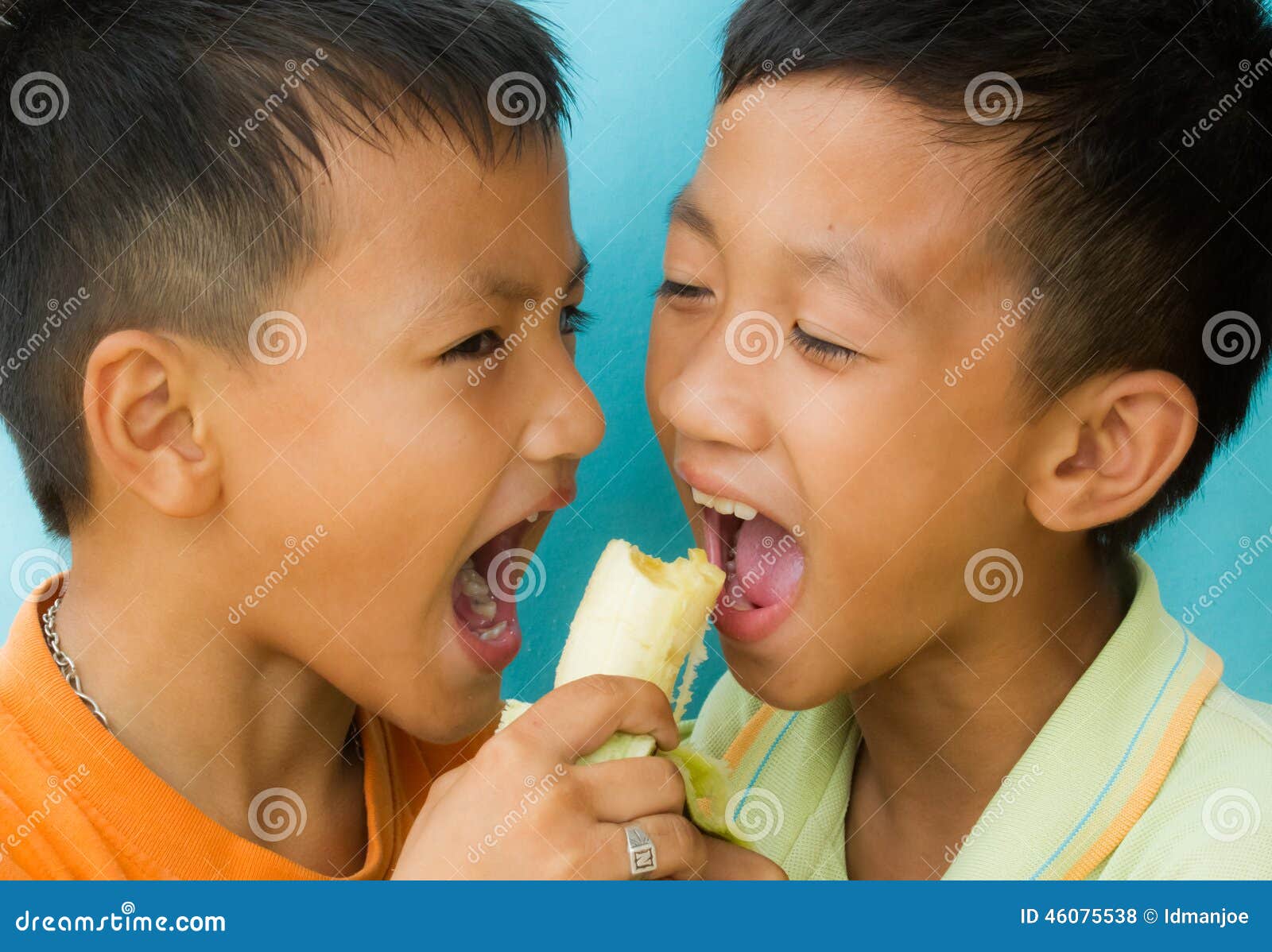 Banana eating stock photo. Image of male, care, background 46075538
