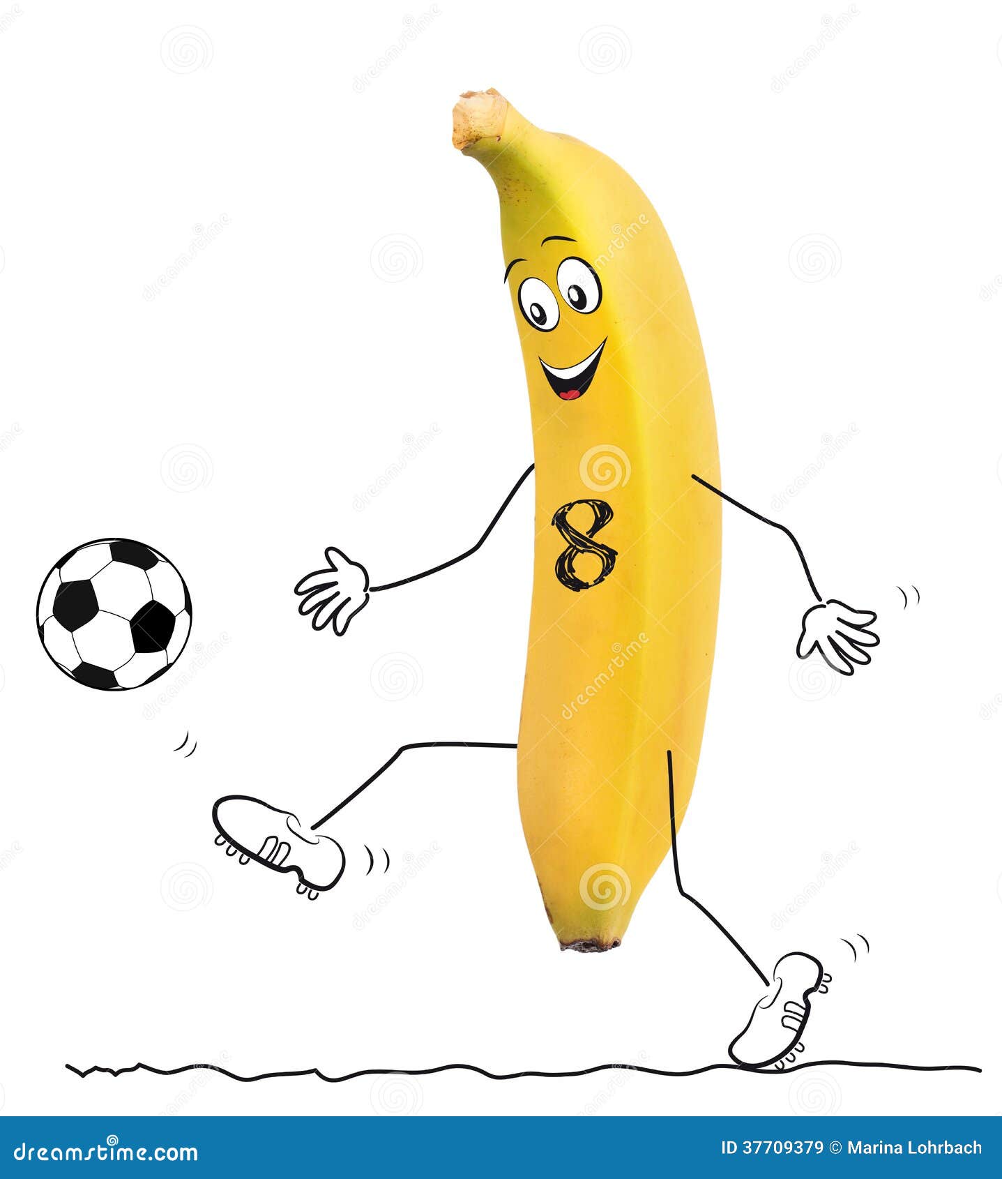 Banana with football stock illustration. Illustration of eating 37709379