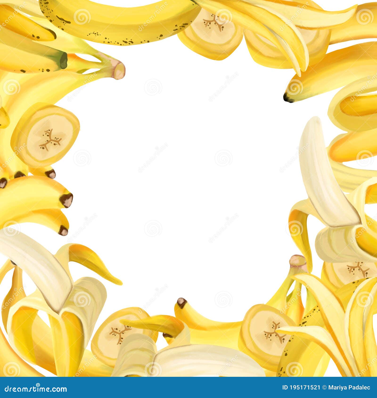 Banana Frame with Copy Space for Text. Digital Art, Oil Imitation ...