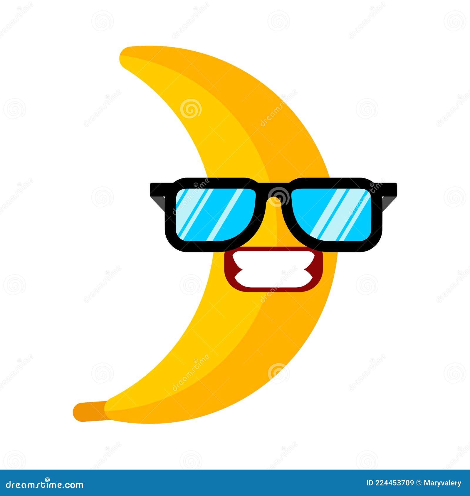 Banana with Glasses Isolated. Banana Cool Vector Illustration Stock