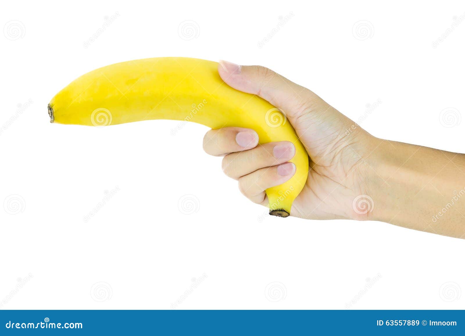 Banana in hand like a gun stock image. Image of healthy 63557889