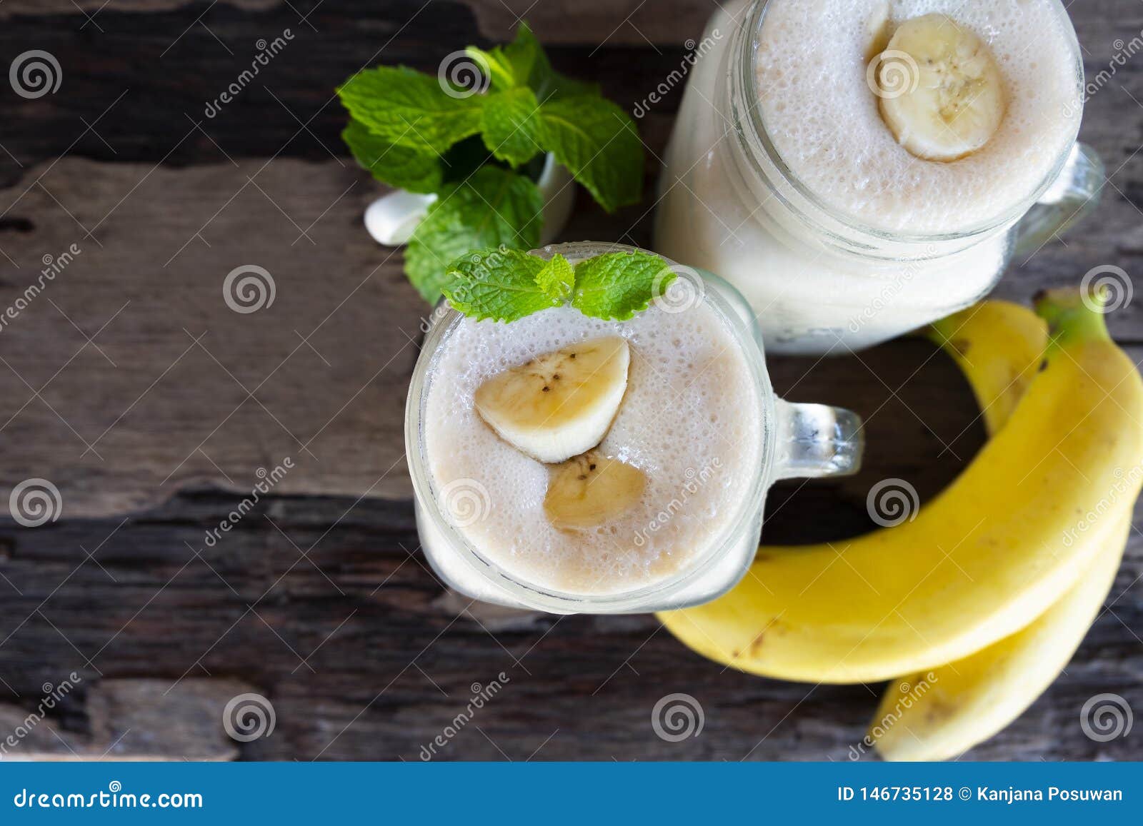 Banana Juice Smoothies A Tasty Healthy Drink In A Glass Stock Photo