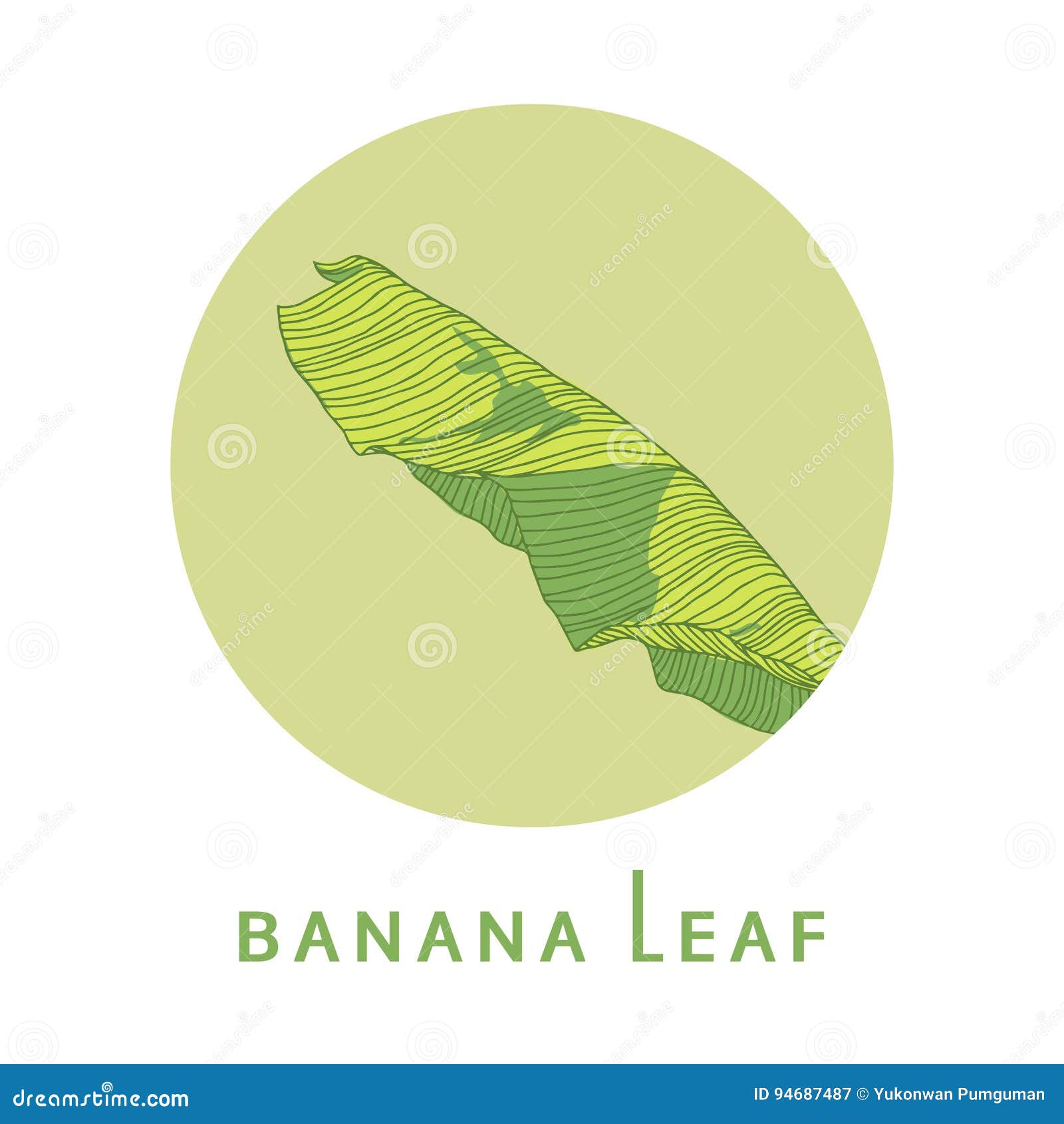 Banana Leaf Logo Flat Design, Isolated Vector Illustration Stock Vector