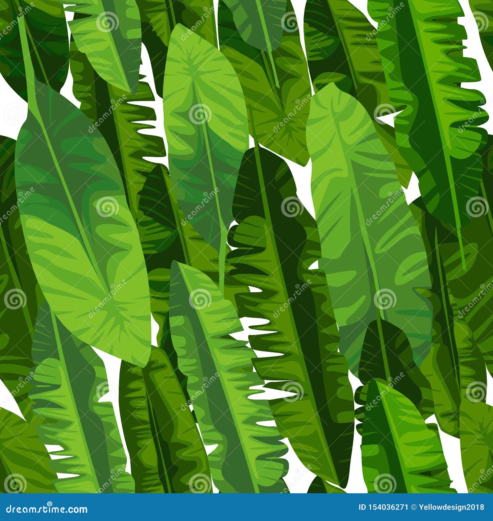 Banana Leaf Seamless Pattern. Abstract Exotic Plant Wallpaper on White