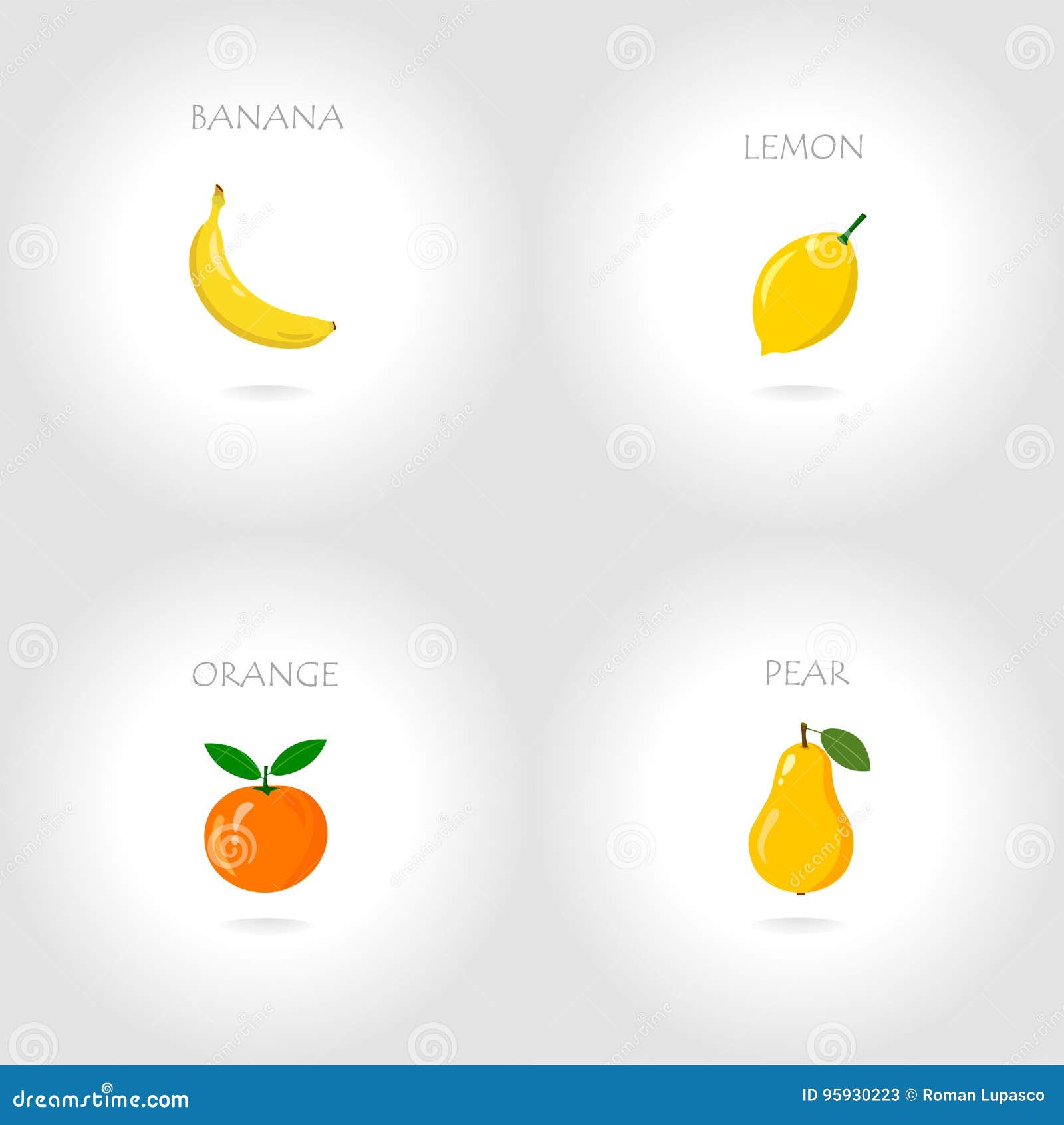 Banana Lemon Orange Pear Set Stock Vector Illustration Of Nature