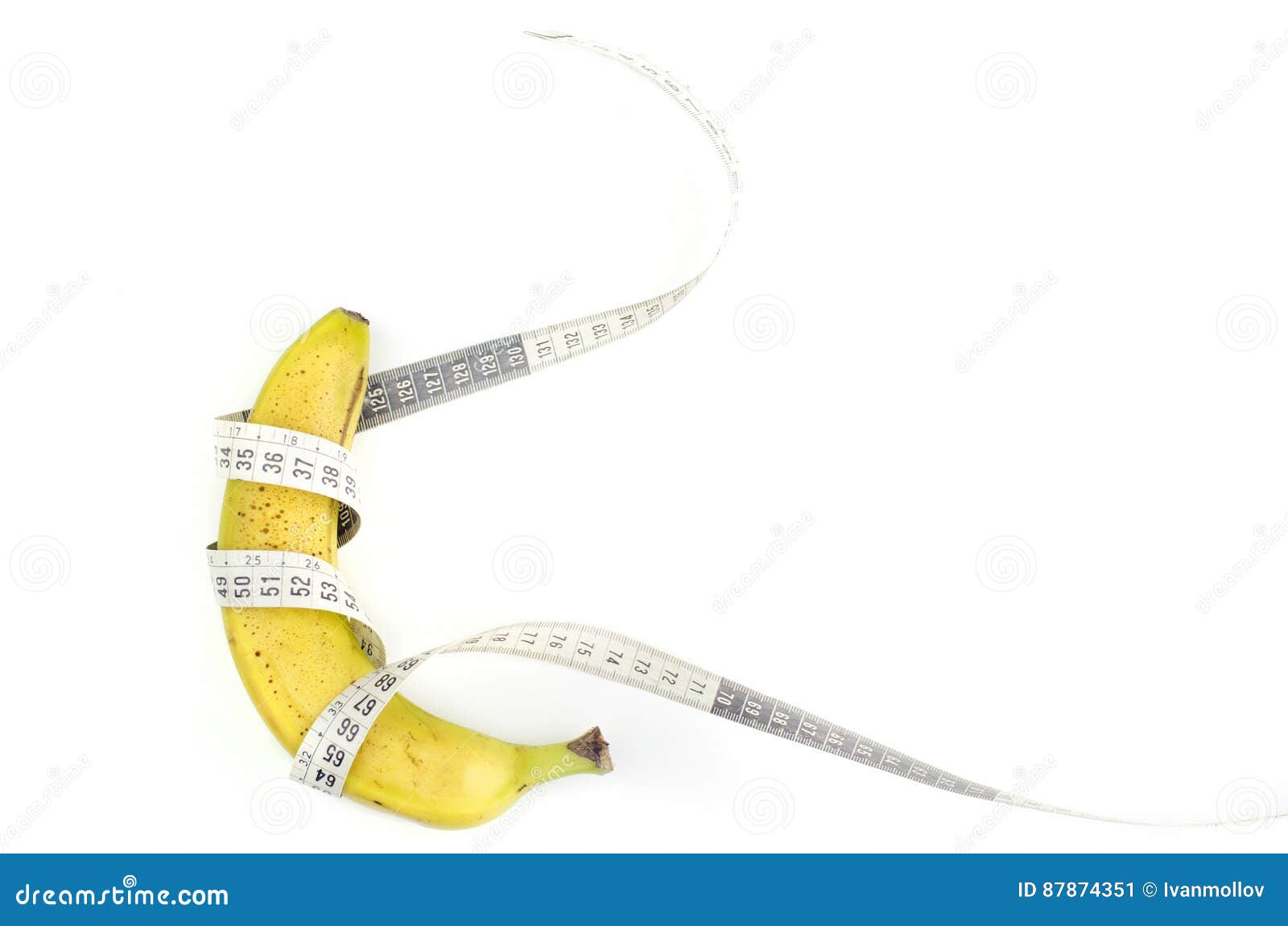 Banana With Measuring Tape On A Yellow Background RoyaltyFree Stock