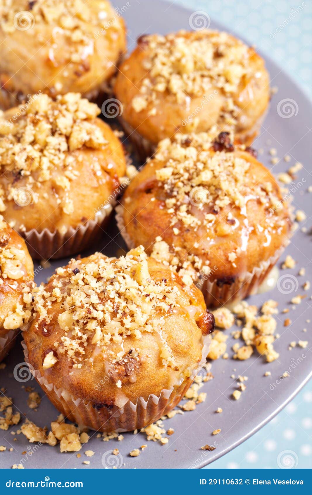 Banana Muffins with Walnuts and White Chocolate Stock Photo Image of
