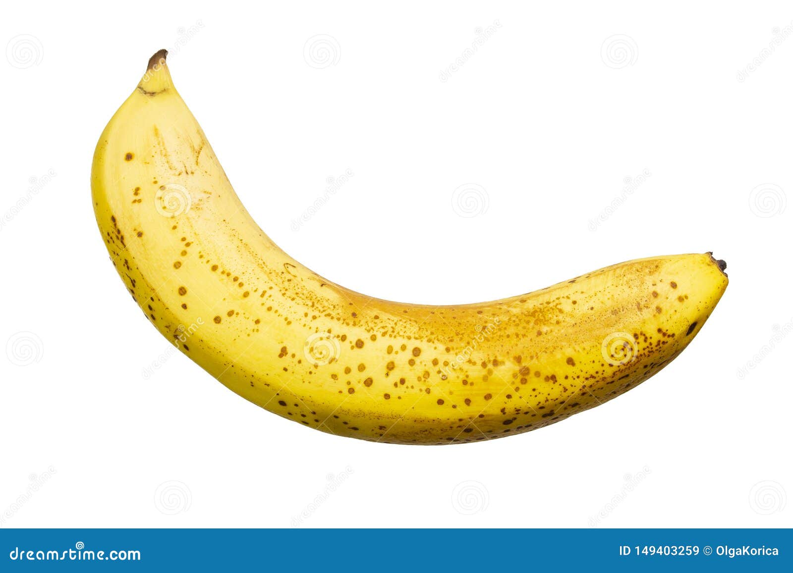 Banana Overripe Yellow with Specks on a White Background, Isolate ...