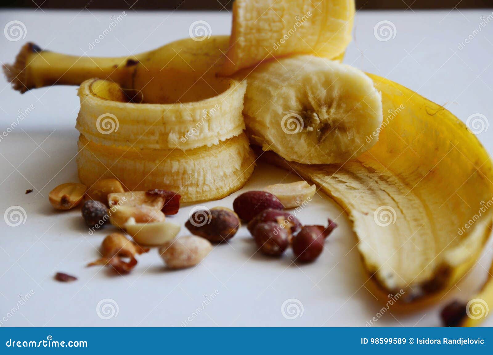 Banana with peanuts stock image. Image of juice, organic 98599589