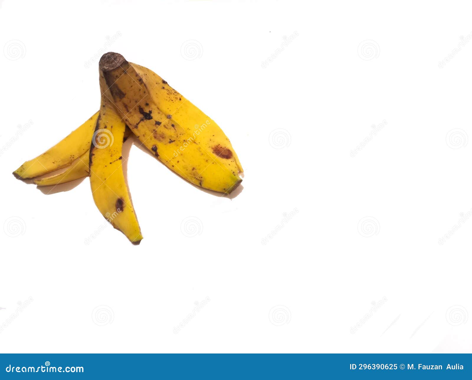Banana Peel that Has Black Spots on White Background with Copy Space Stock Image Image of