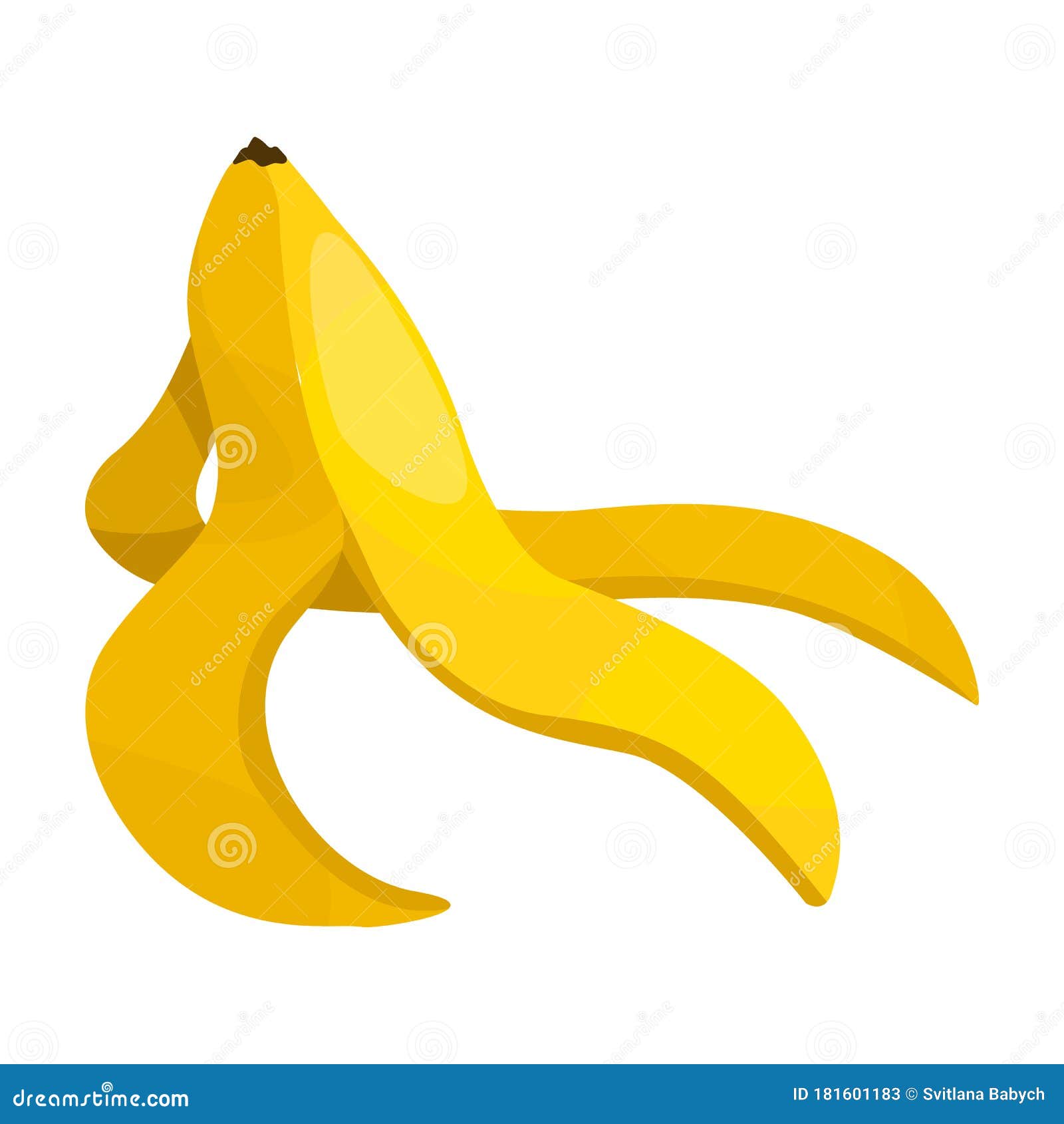 Banana Peel On A White Background Vector Illustration On White