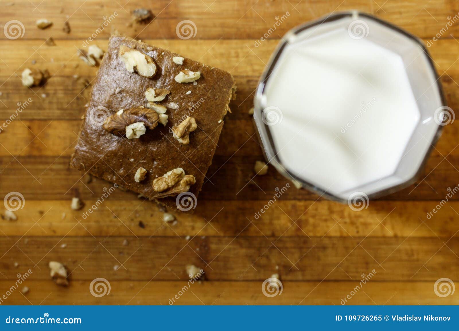 Banana Pie with a Glass of Milk on the Board Stock Image - Image of ...
