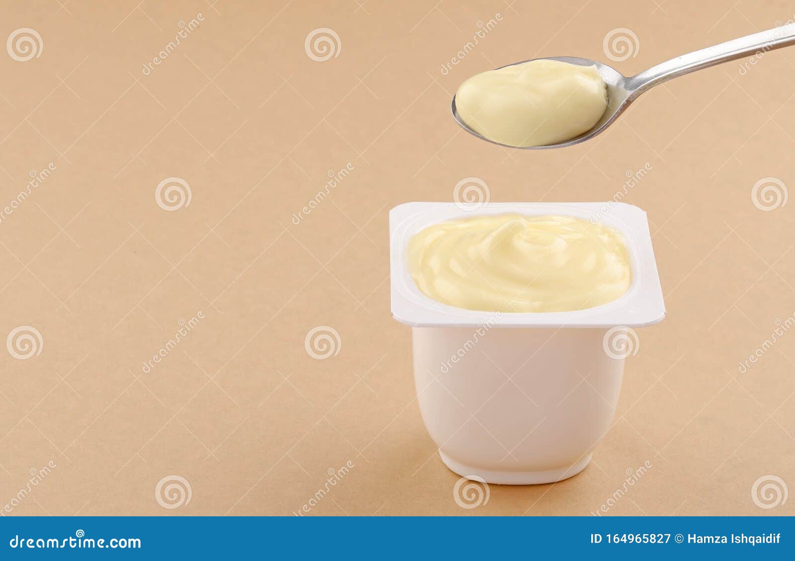 Banana Pudding Cup Plastic on Brown Background Stock Image Image of
