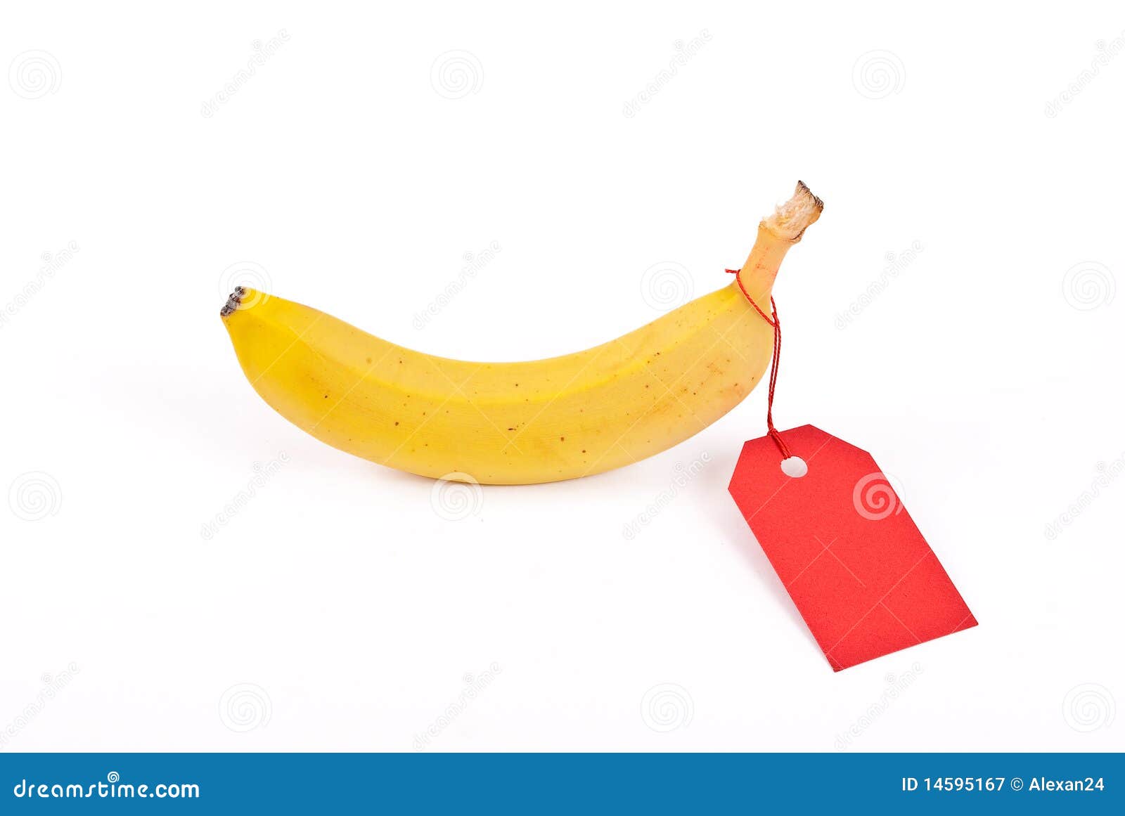 Banana with red tag stock image. Image of price, yellow 14595167