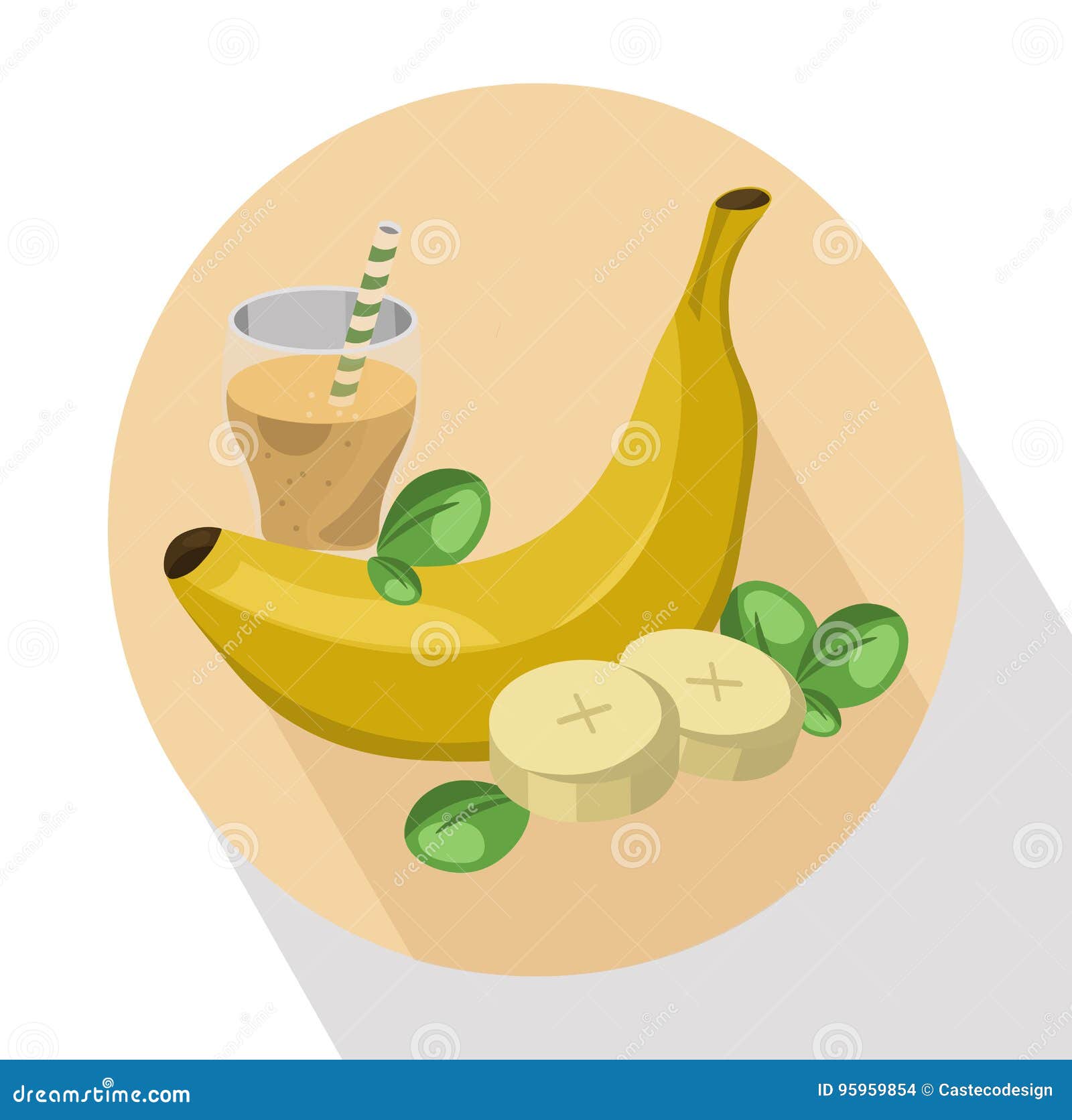 Banana Shake Vector Illustration Fruit Drink. Summer Refreshment Icon